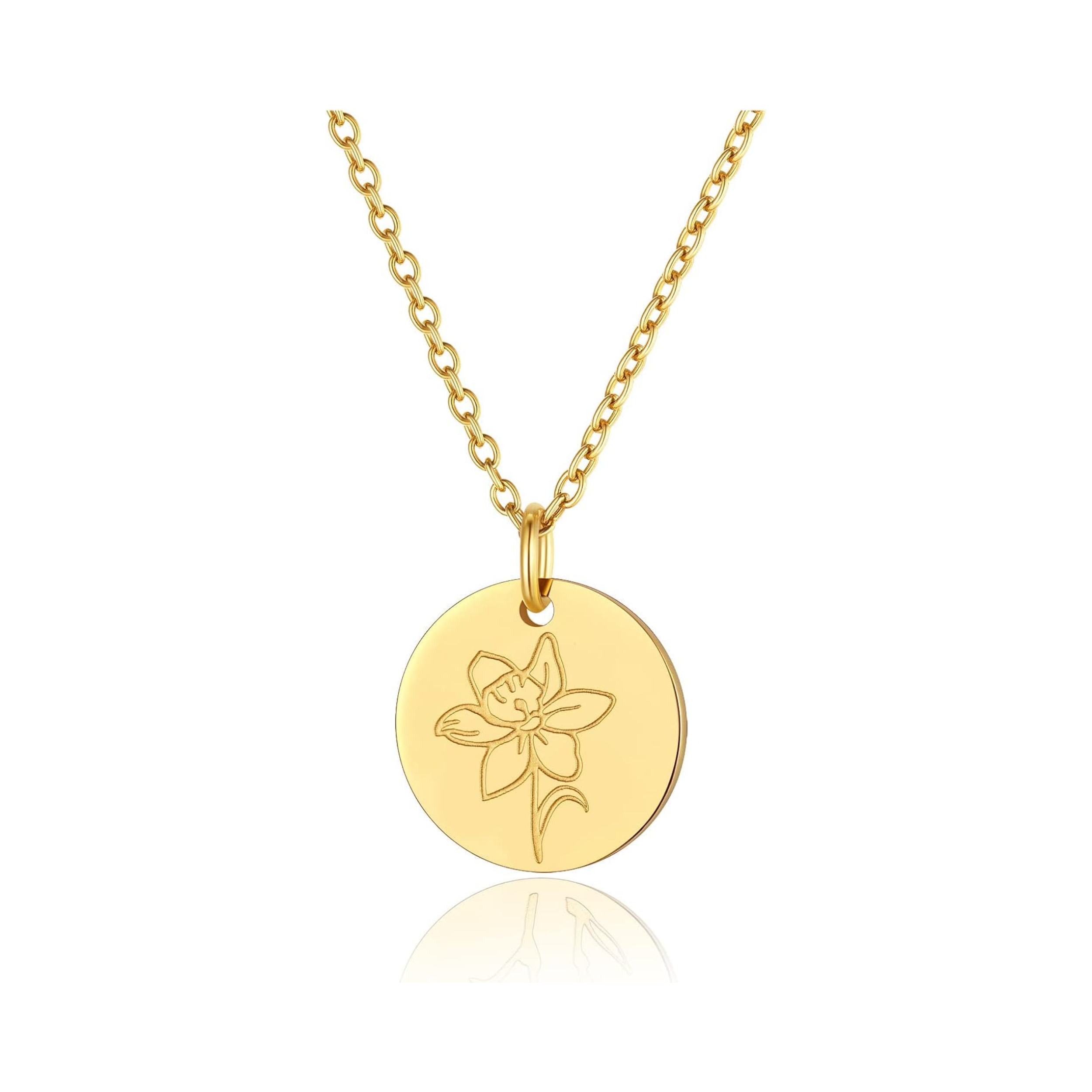Jan. to Dec. Guardian Month Floral Birth Flower Disc Necklaces