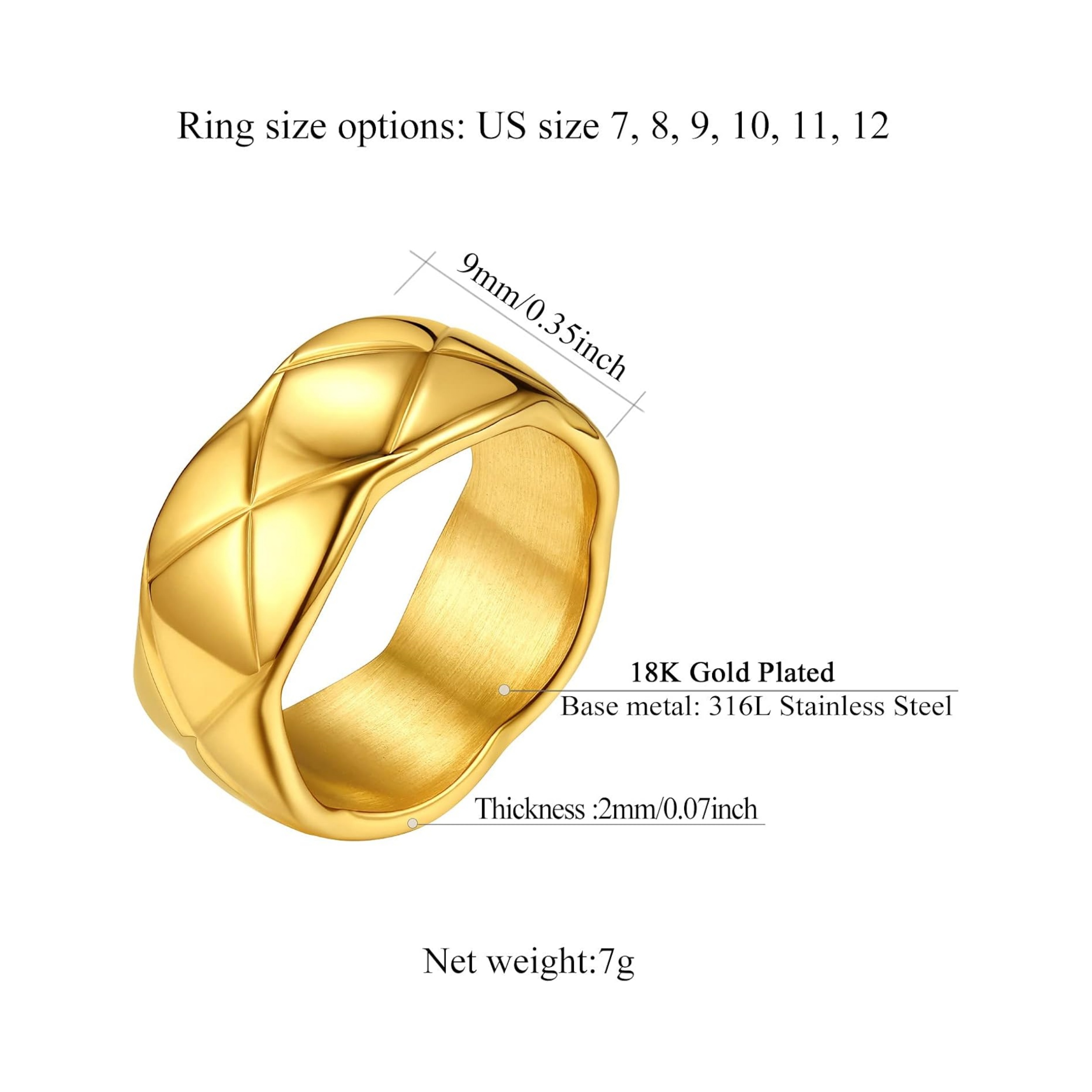 Width 9mm Criss Crossover Patterned Knuckle Band Rings