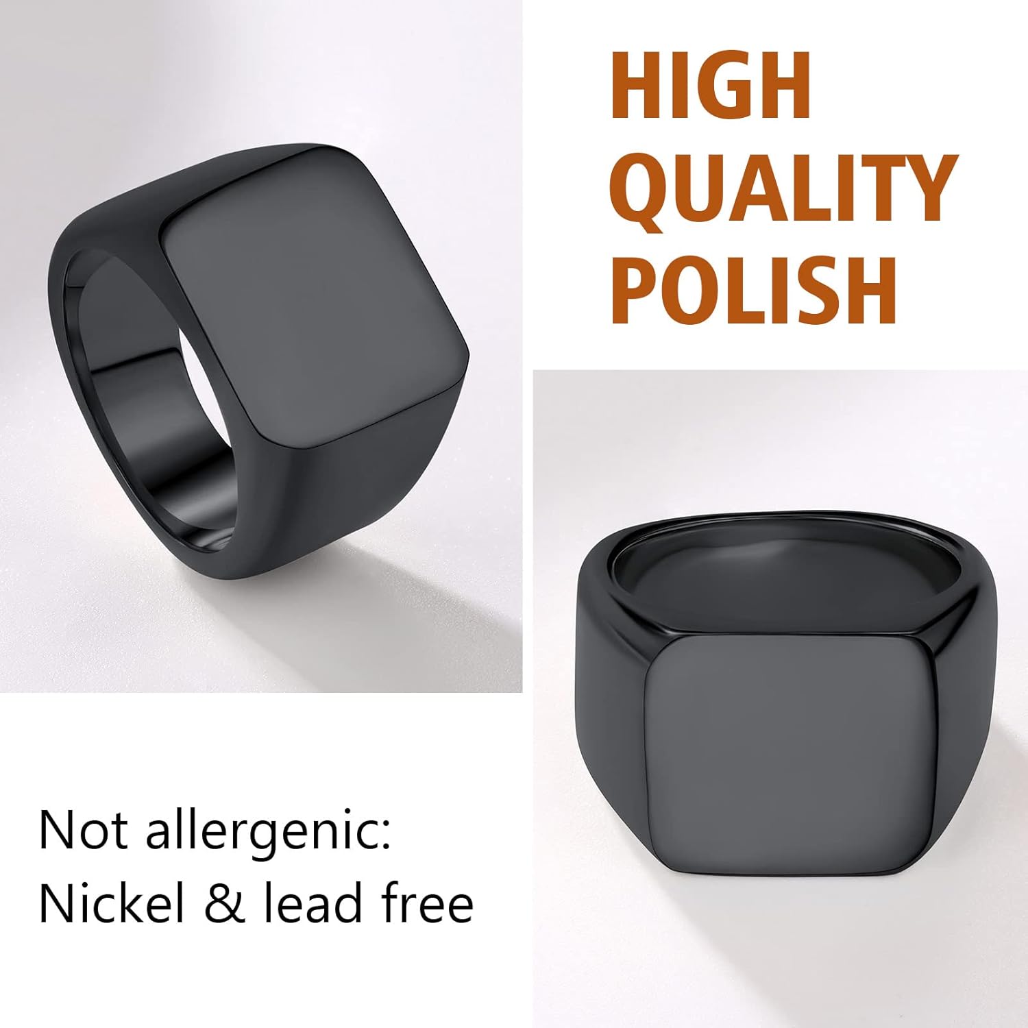 Chunky Seamless Biker Vintage Square Signet Rings