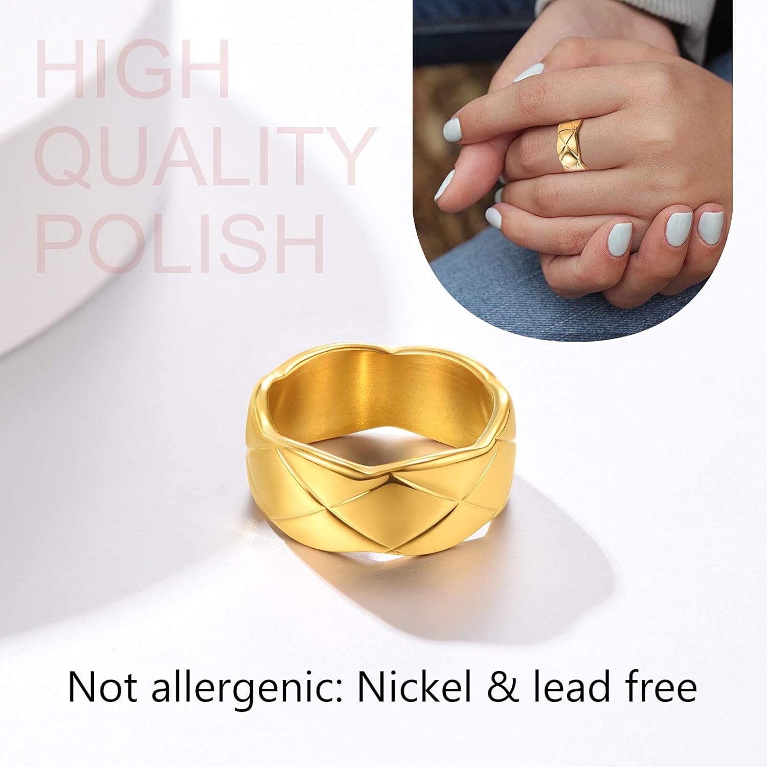 Width 9mm Criss Crossover Patterned Knuckle Band Rings