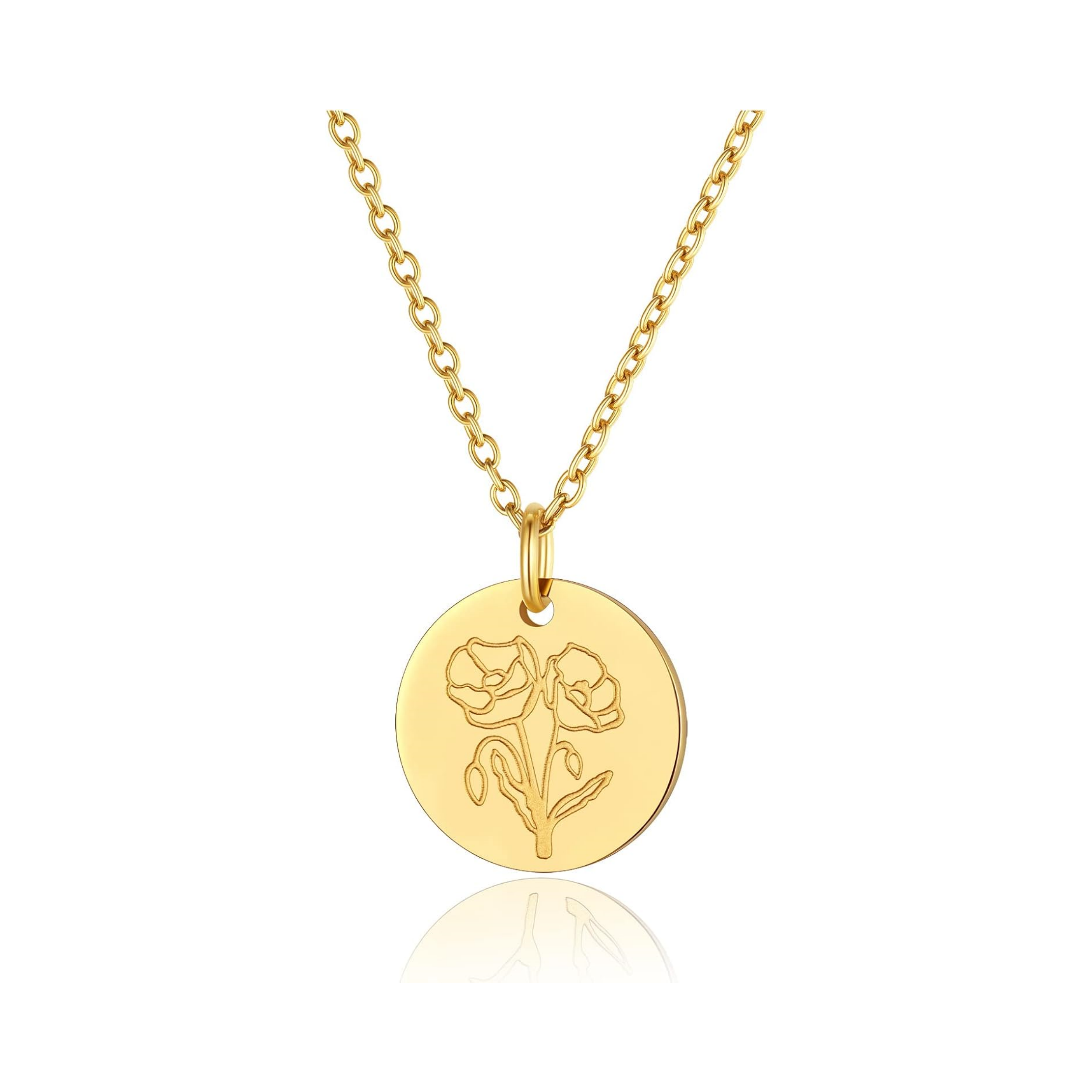 Jan. to Dec. Guardian Month Floral Birth Flower Disc Necklaces