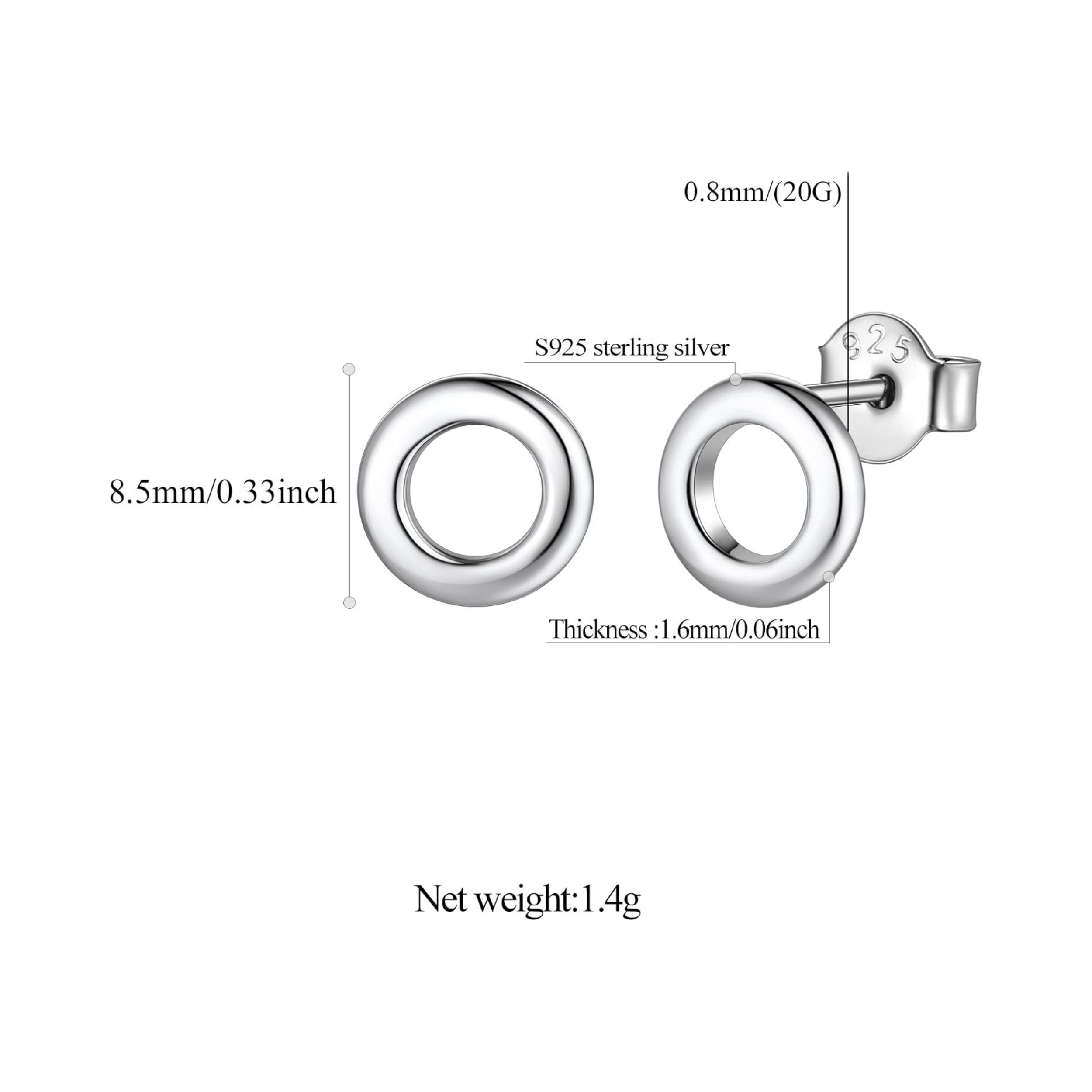 Small Round Circle O Pierced Stud Earrings