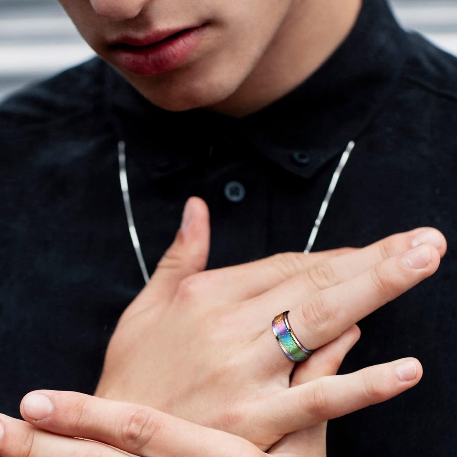 Triple Moons Spinner Band Rings