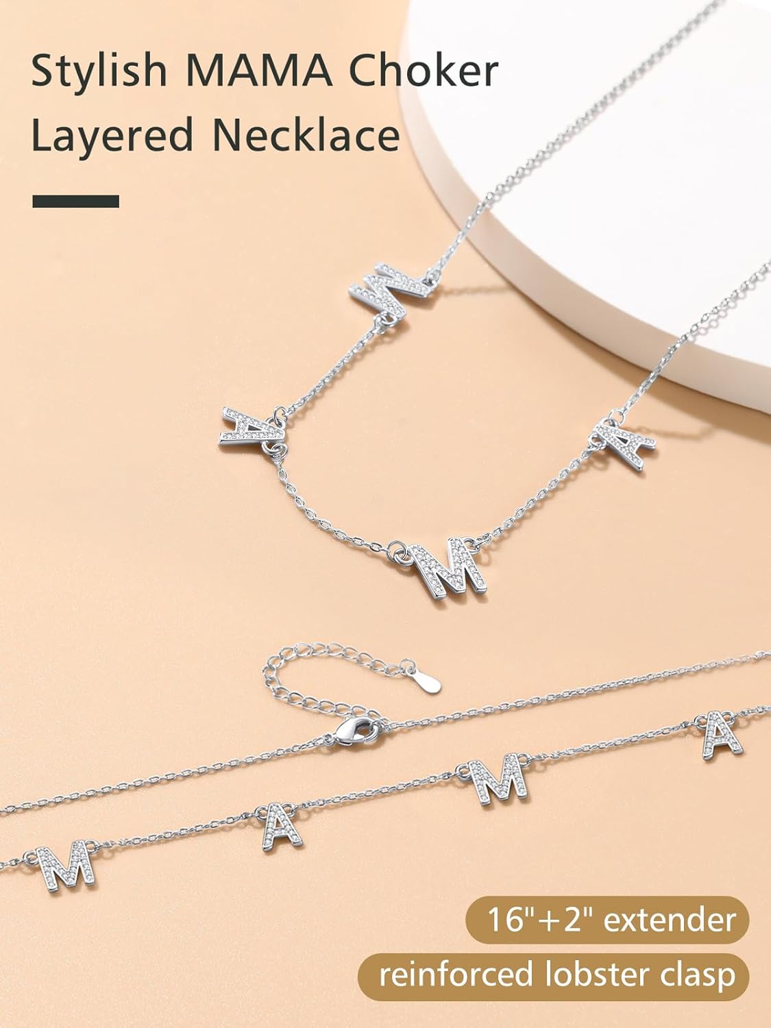 Cubic Zirconia MAMA Mom Choker Necklace