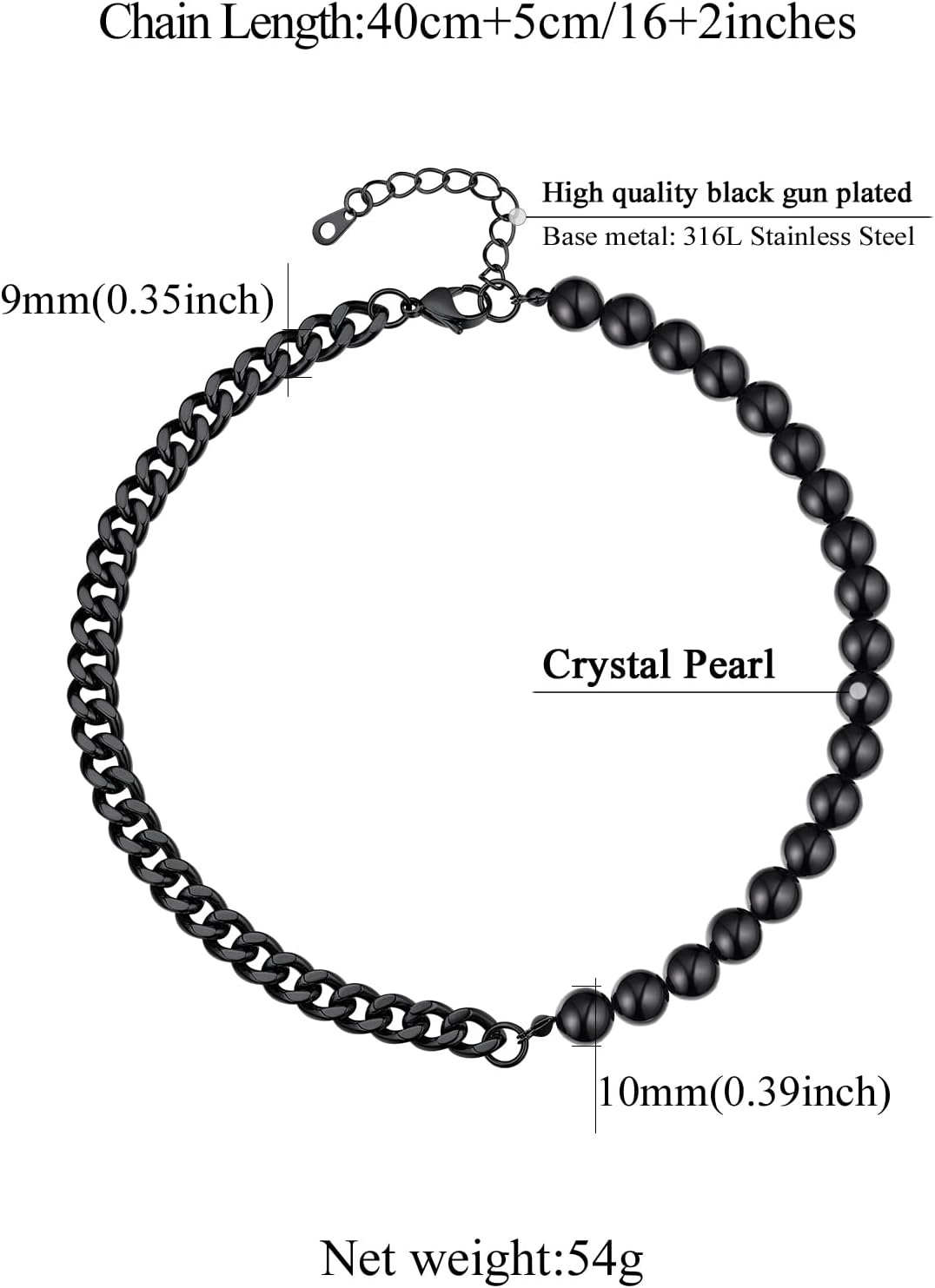 Trendy Punk Half Pearl Choker Necklace