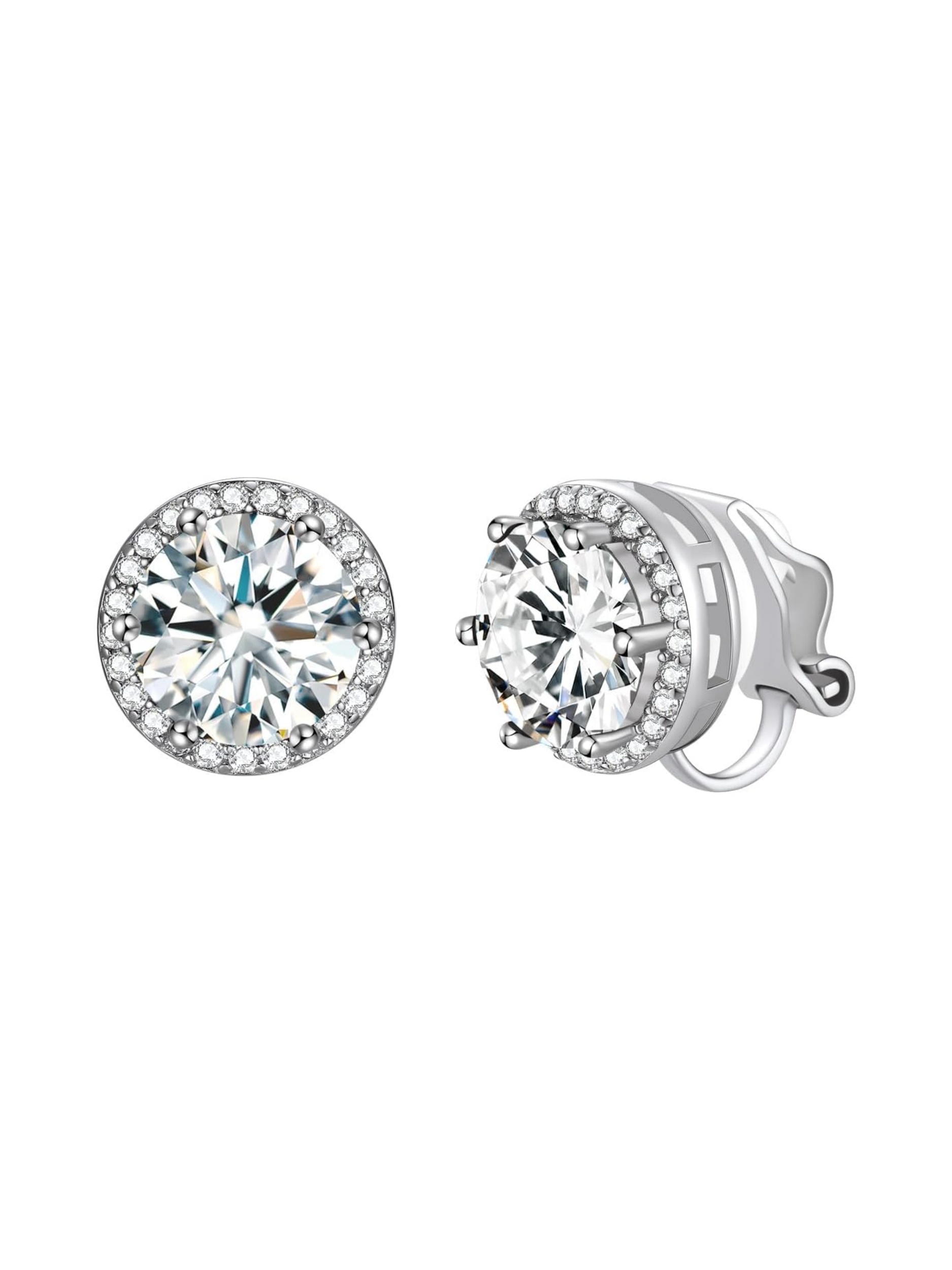 Clip on Round Birthstone Stud Earrings