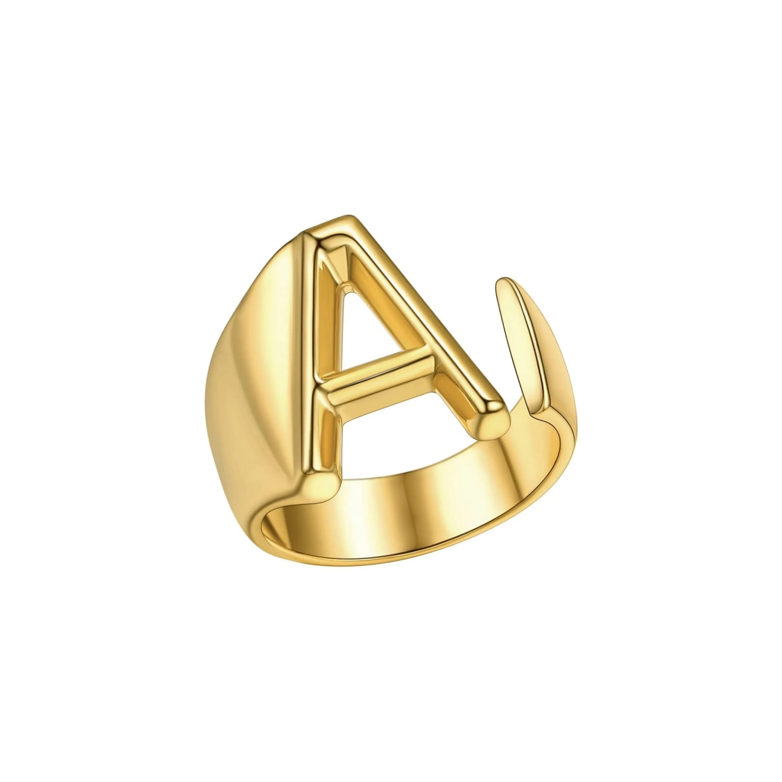 18K Gold Plated Initial Alphabet Resizable Knuckle Cuff Rings 