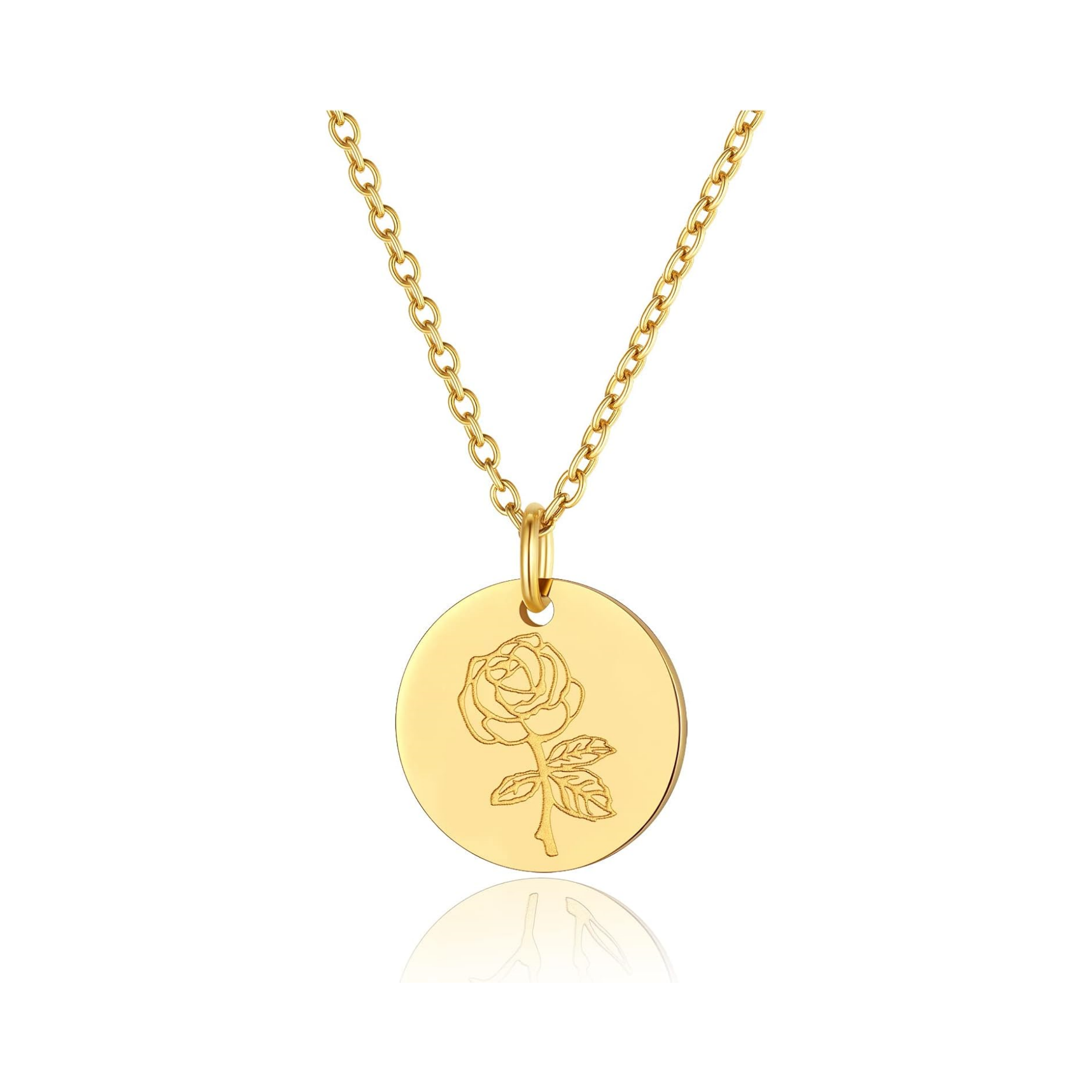 Jan. to Dec. Guardian Month Floral Birth Flower Disc Necklaces