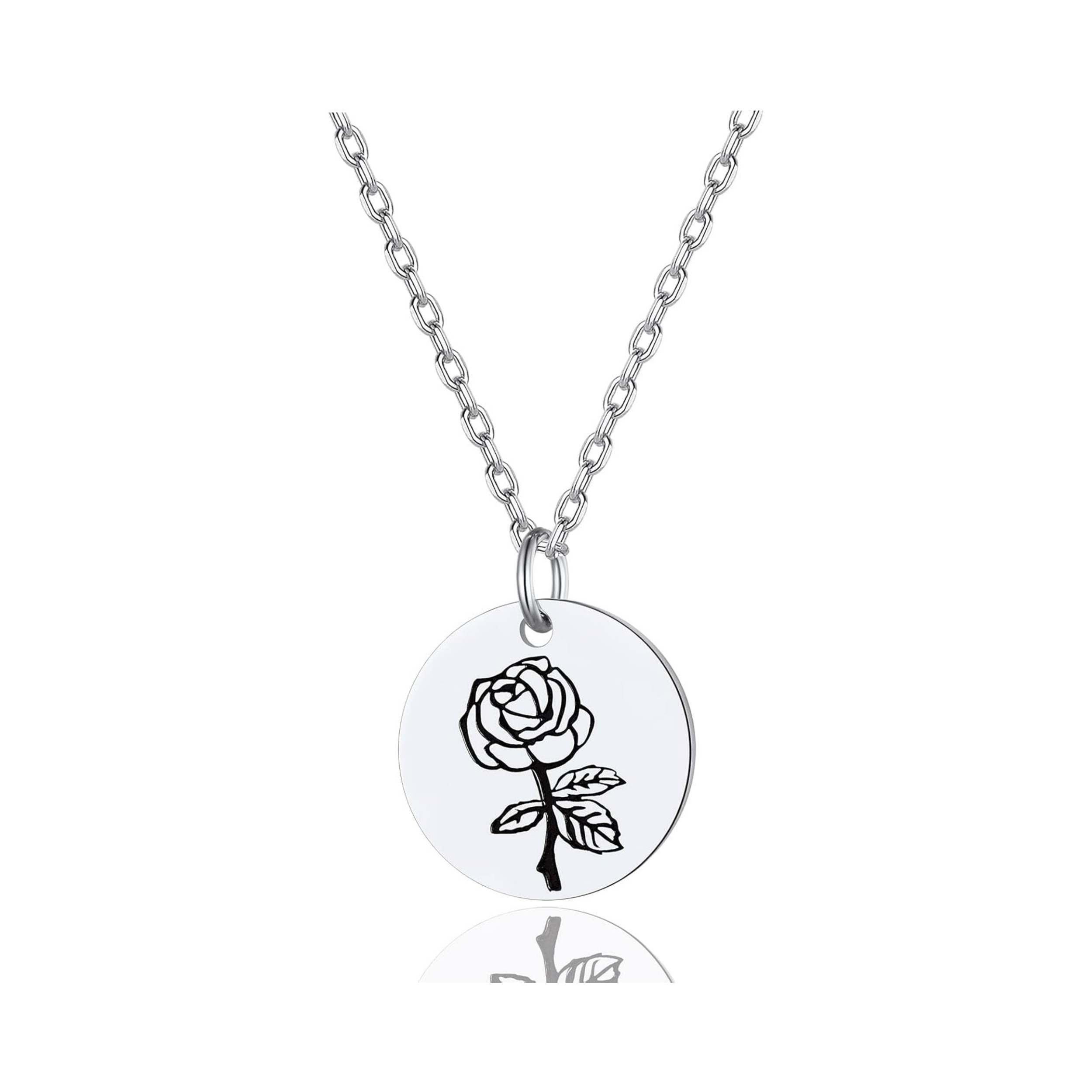 Birth Flower Disc Necklaces