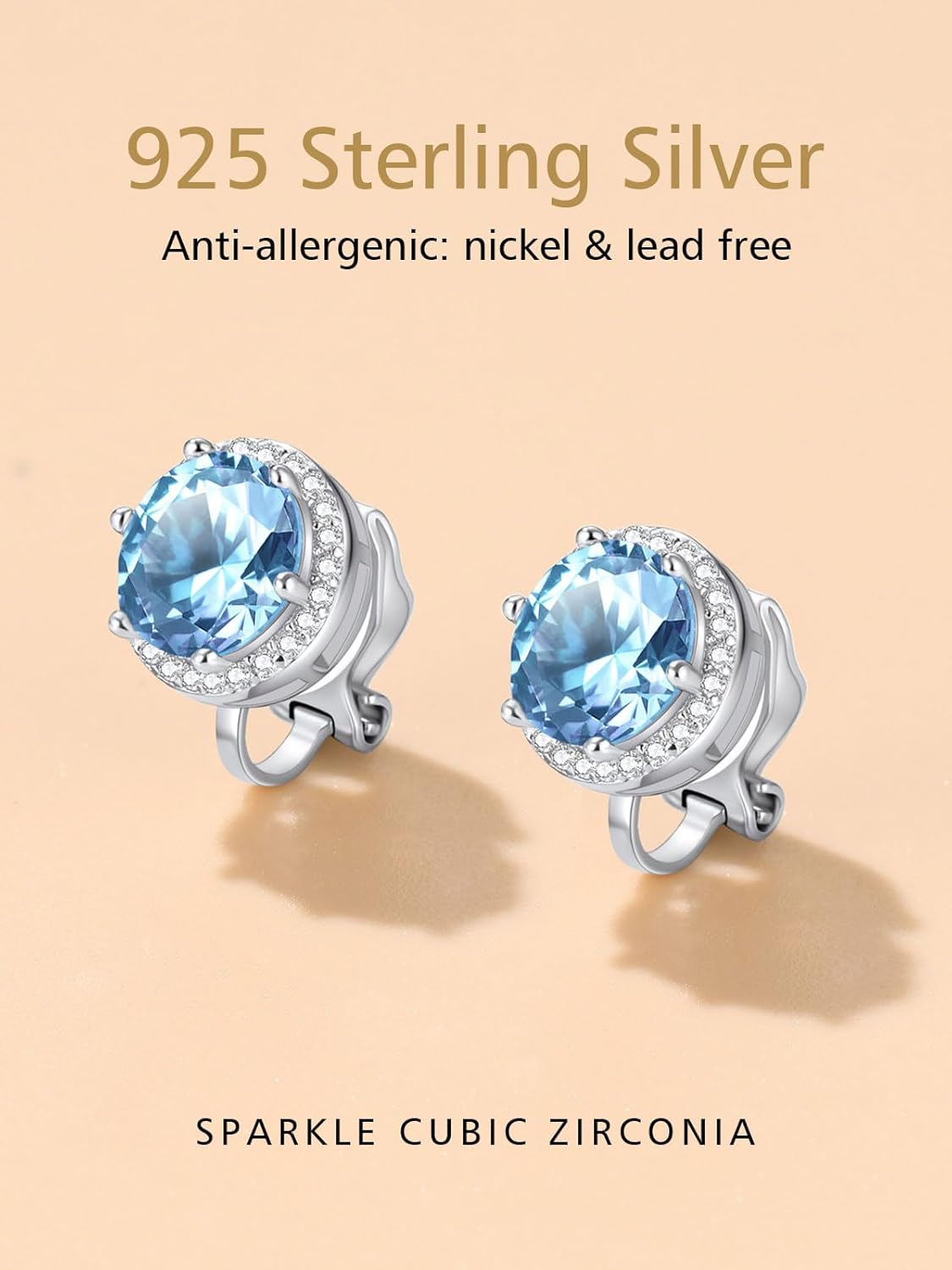 Clip on Round Birthstone Stud Earrings