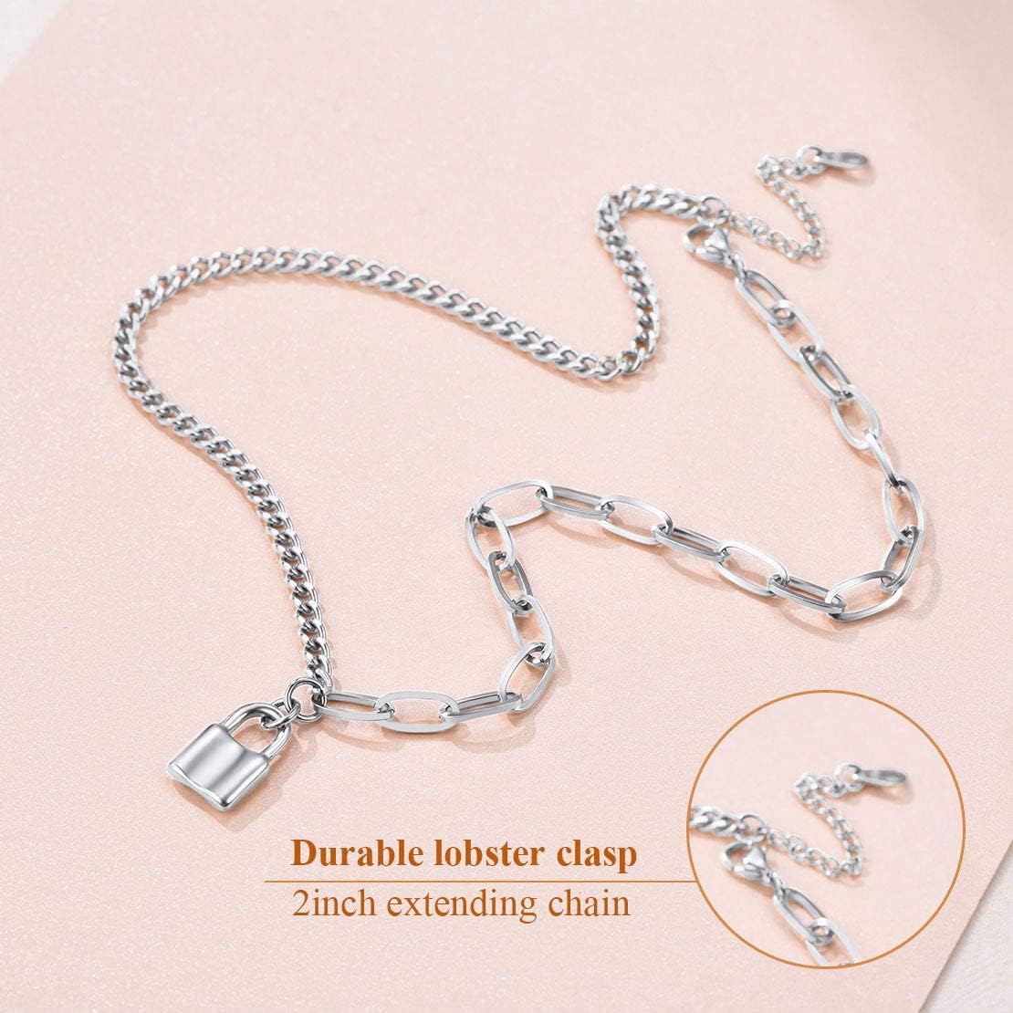 Padlock Pendant Friendship Statement Necklace 