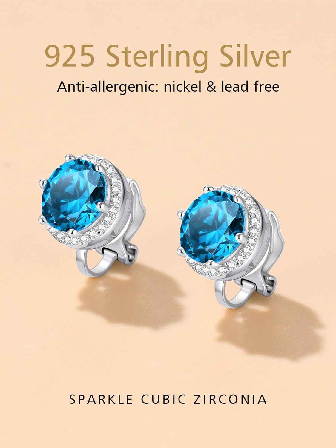 Clip on Round Birthstone Stud Earrings