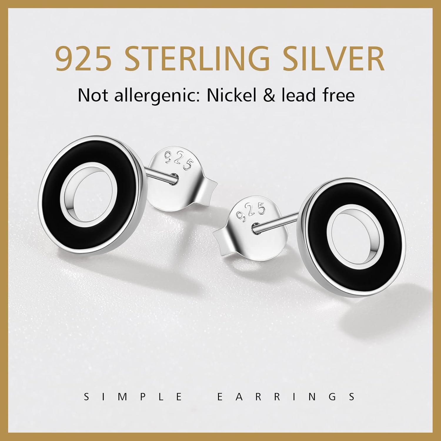 Black Cool Hollow Circle Round Stud Earrings 