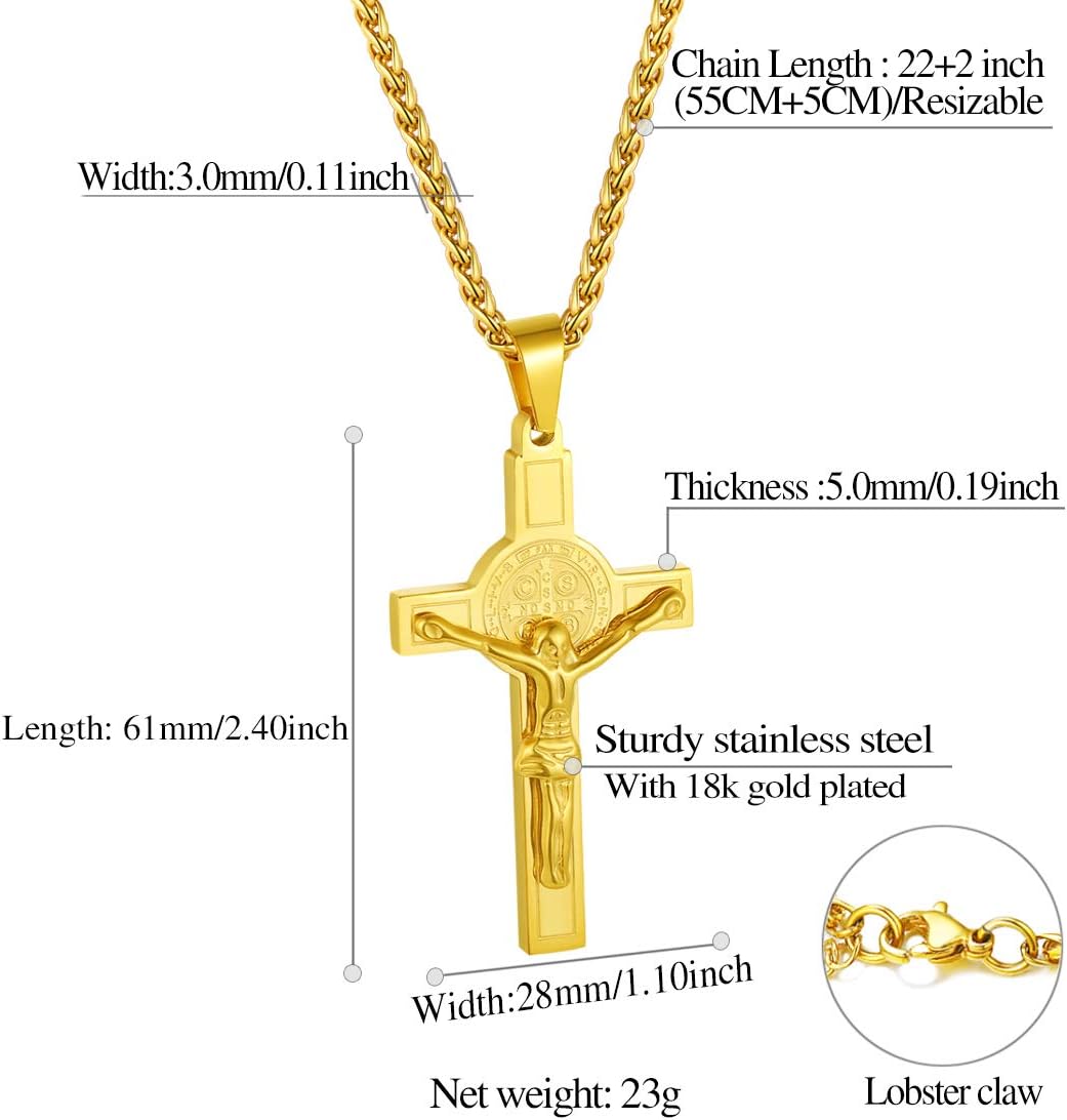 Cross Crucifix Jesus Lord's Prayer Pendant Necklace