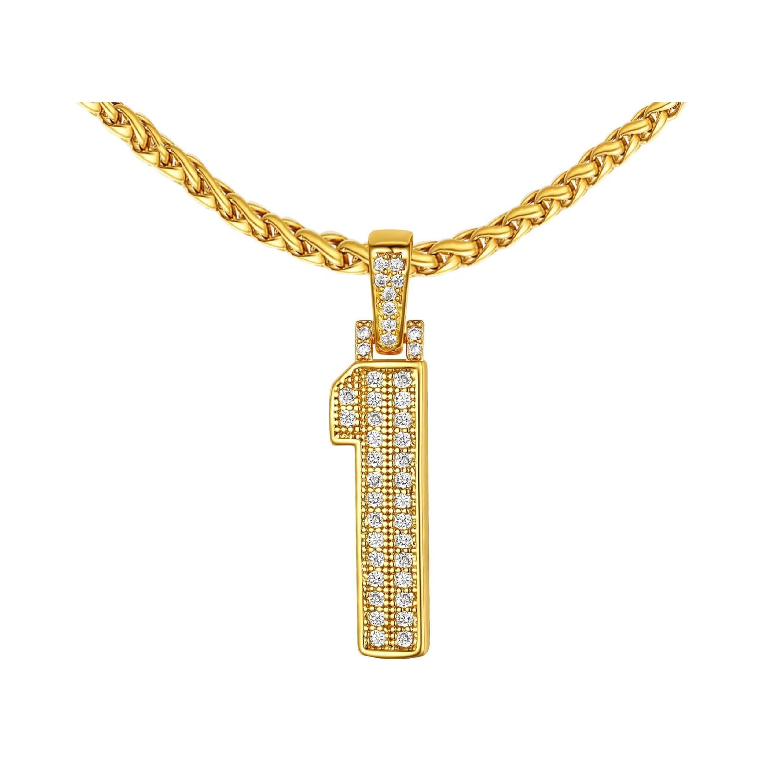 18K Gold Plated Zirconia Number Chain Necklaces