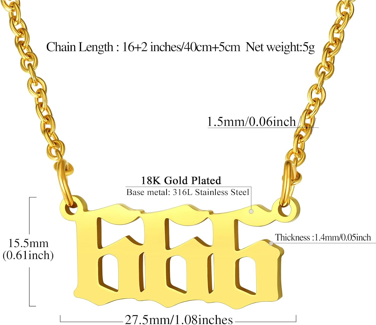 Dainty Angel Number 666 Necklace