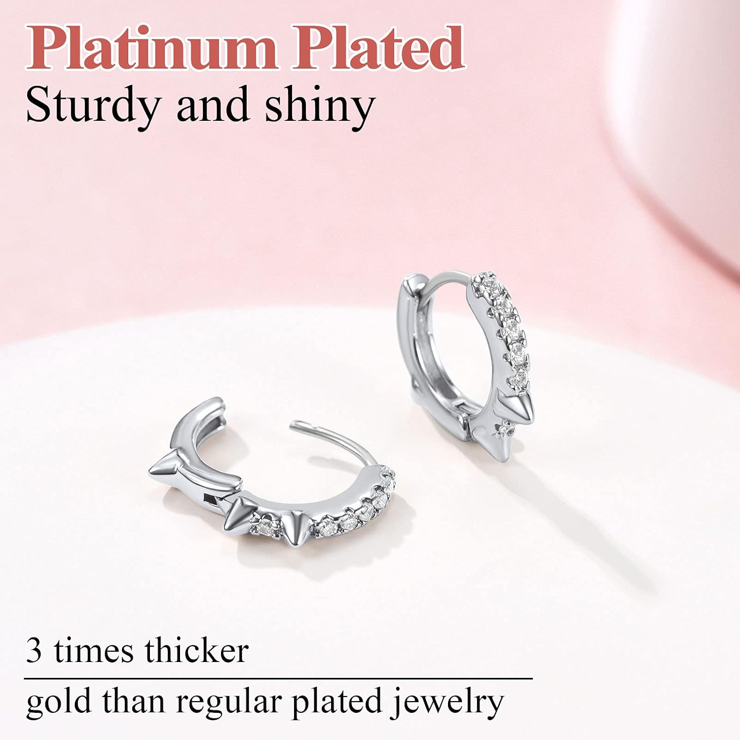 Cool Spike Wire Circle Lightweight with Hypoallergenic Silver Post Huggie Hoops Earrings 