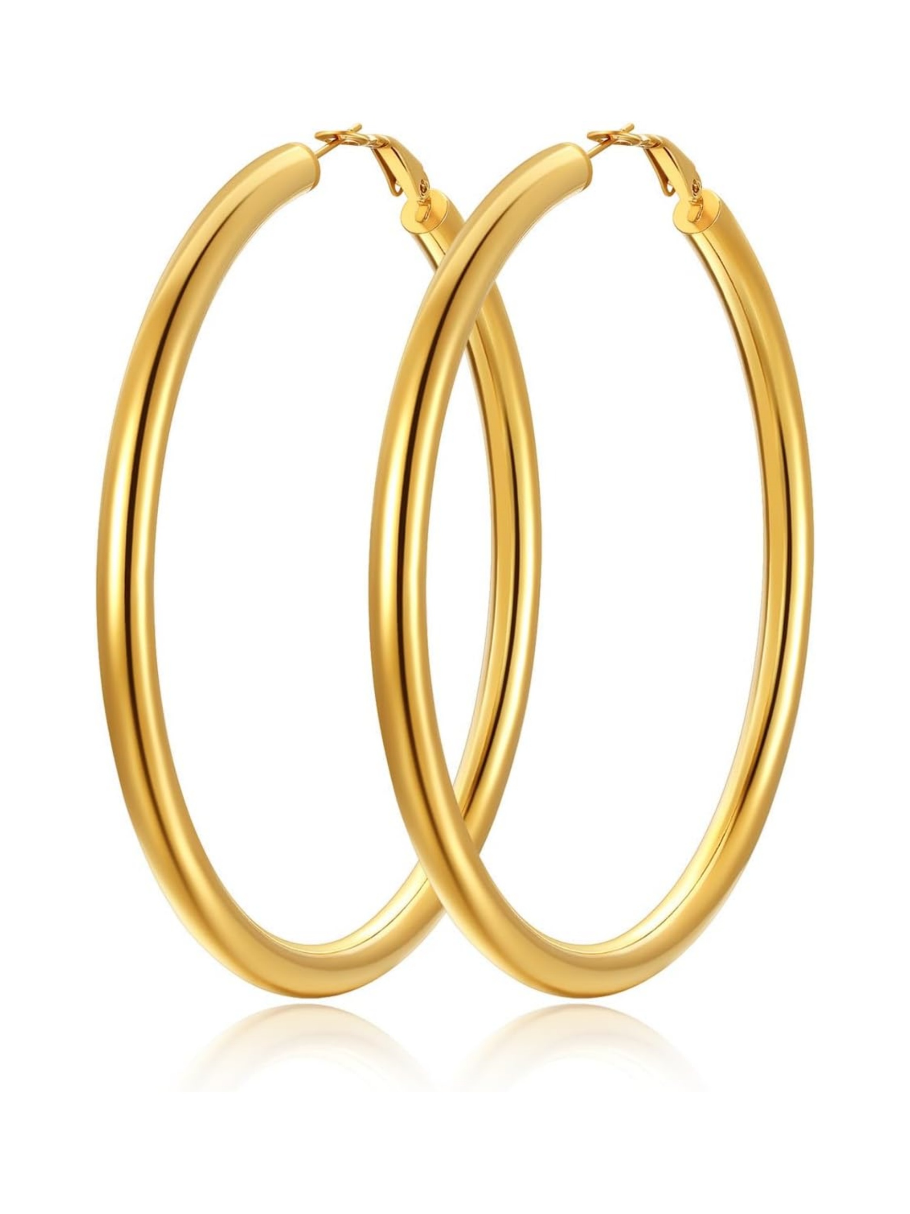 Classic Stainless Steel Tube Hoop Rounded Loop Earrings
