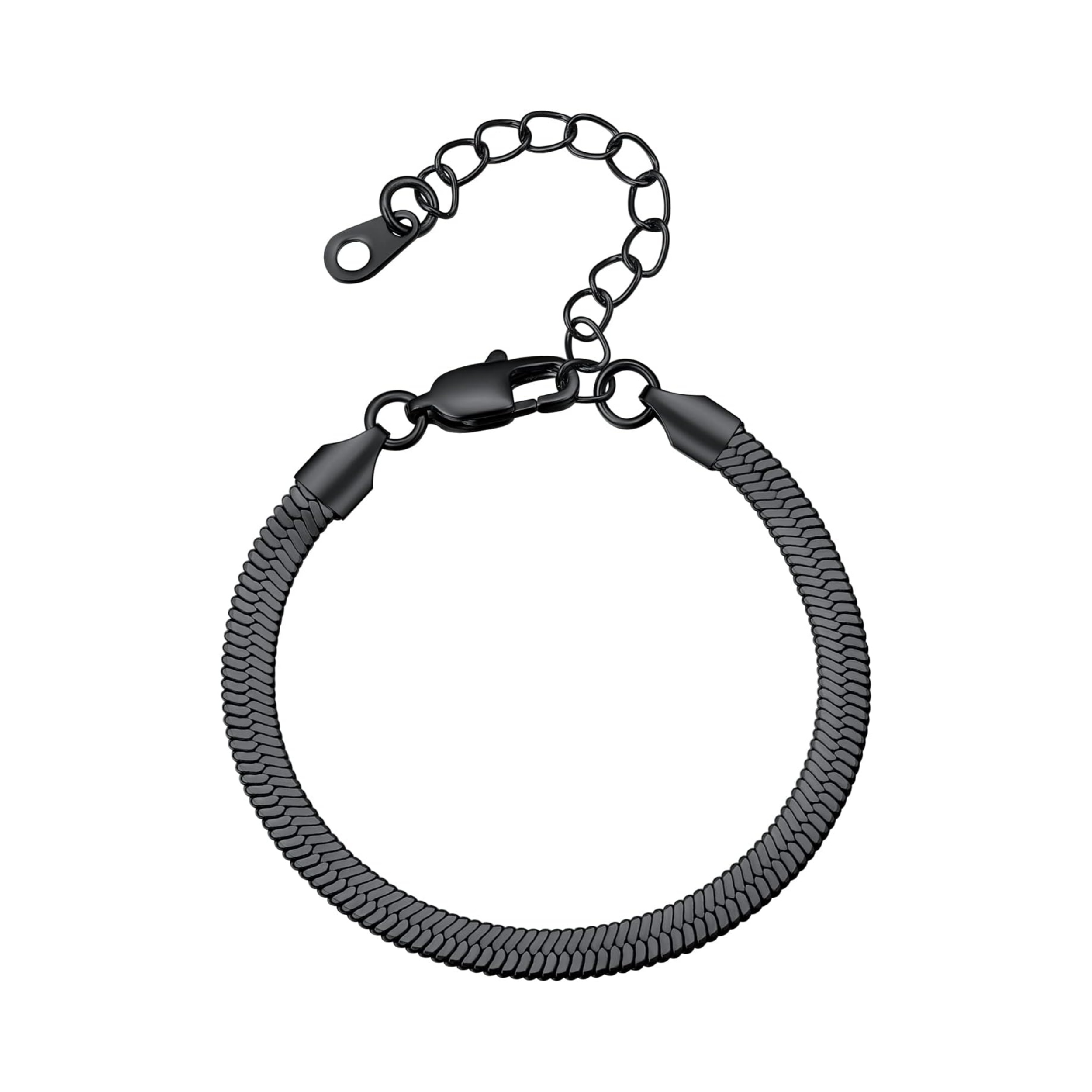 Dainty Flat Snake Herringbone Wrist Link Bracelets 