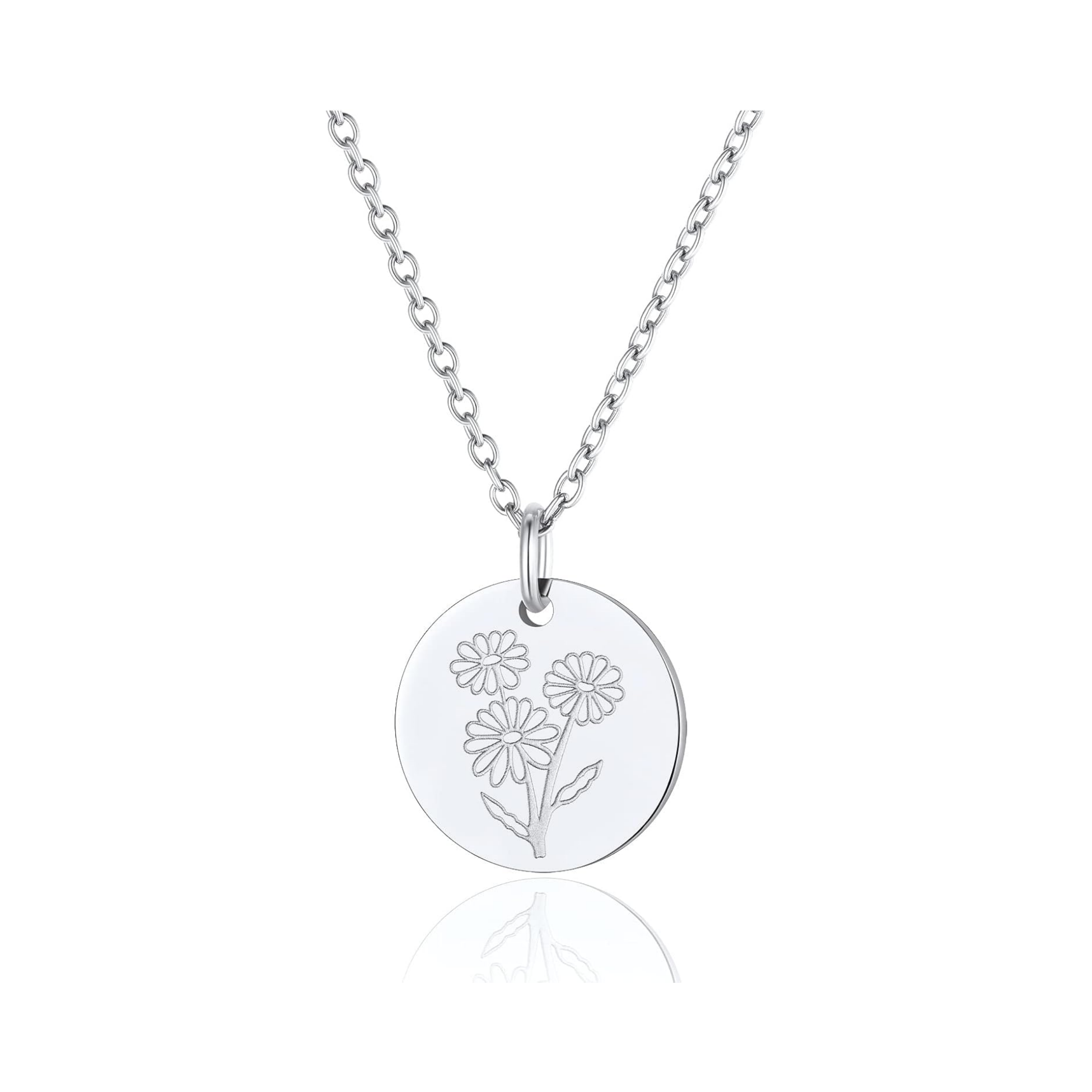 Jan. to Dec. Guardian Month Floral Birth Flower Disc Necklaces