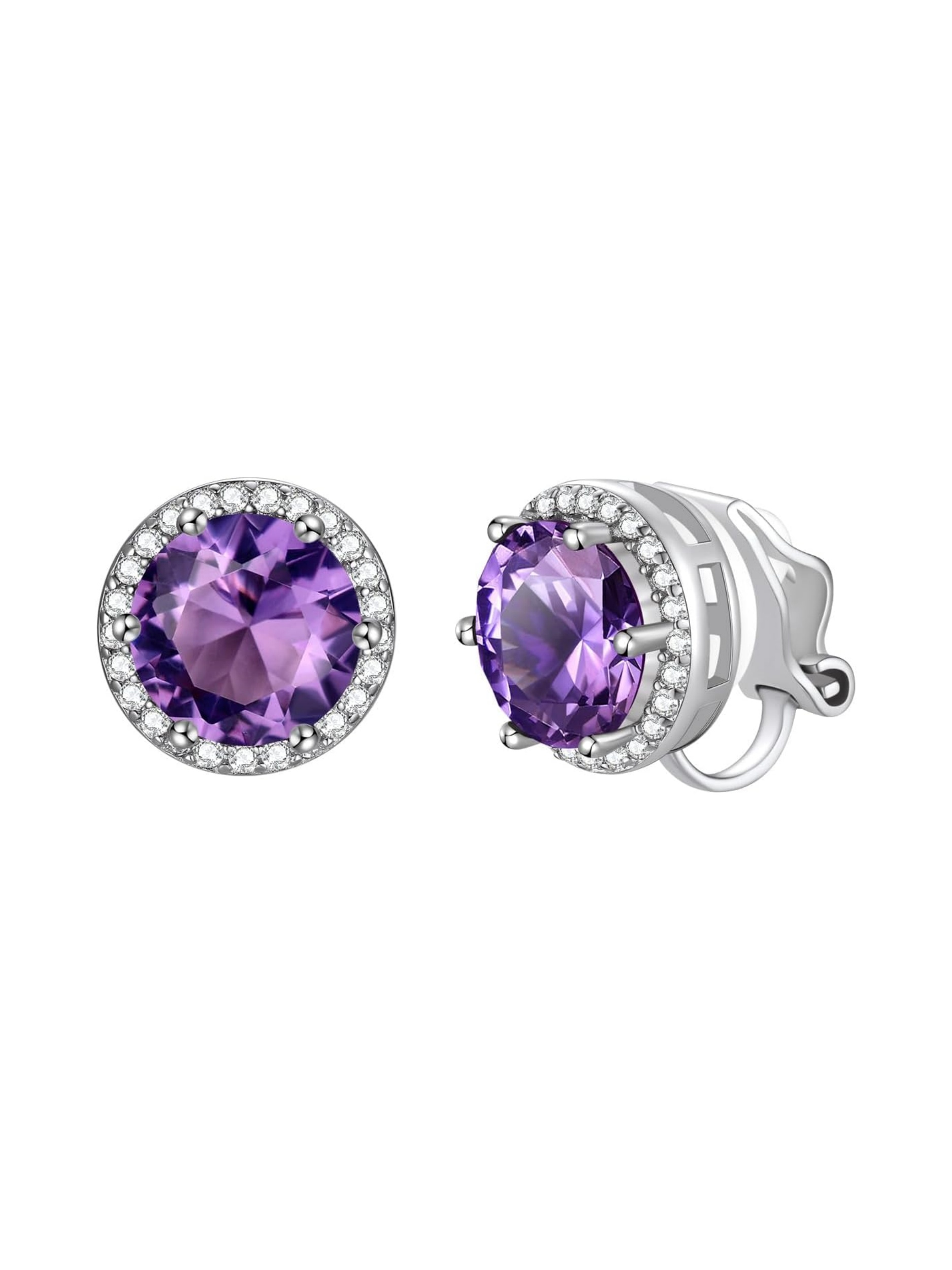 Clip on Round Birthstone Stud Earrings
