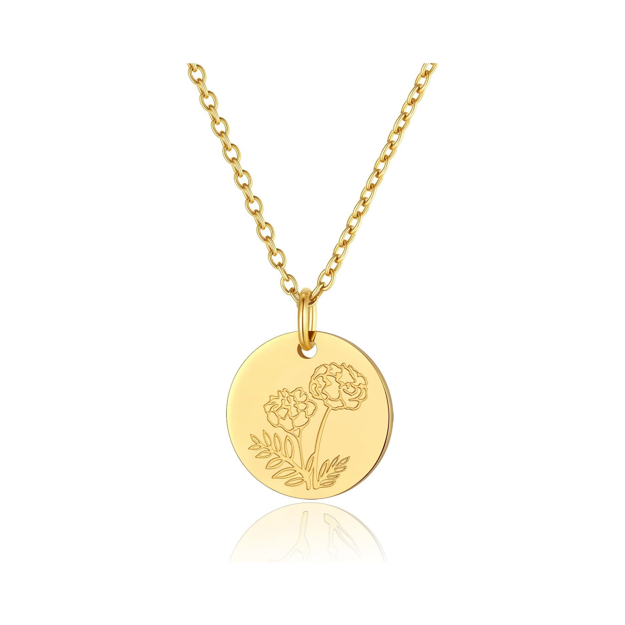 Jan. to Dec. Guardian Month Floral Birth Flower Disc Necklaces