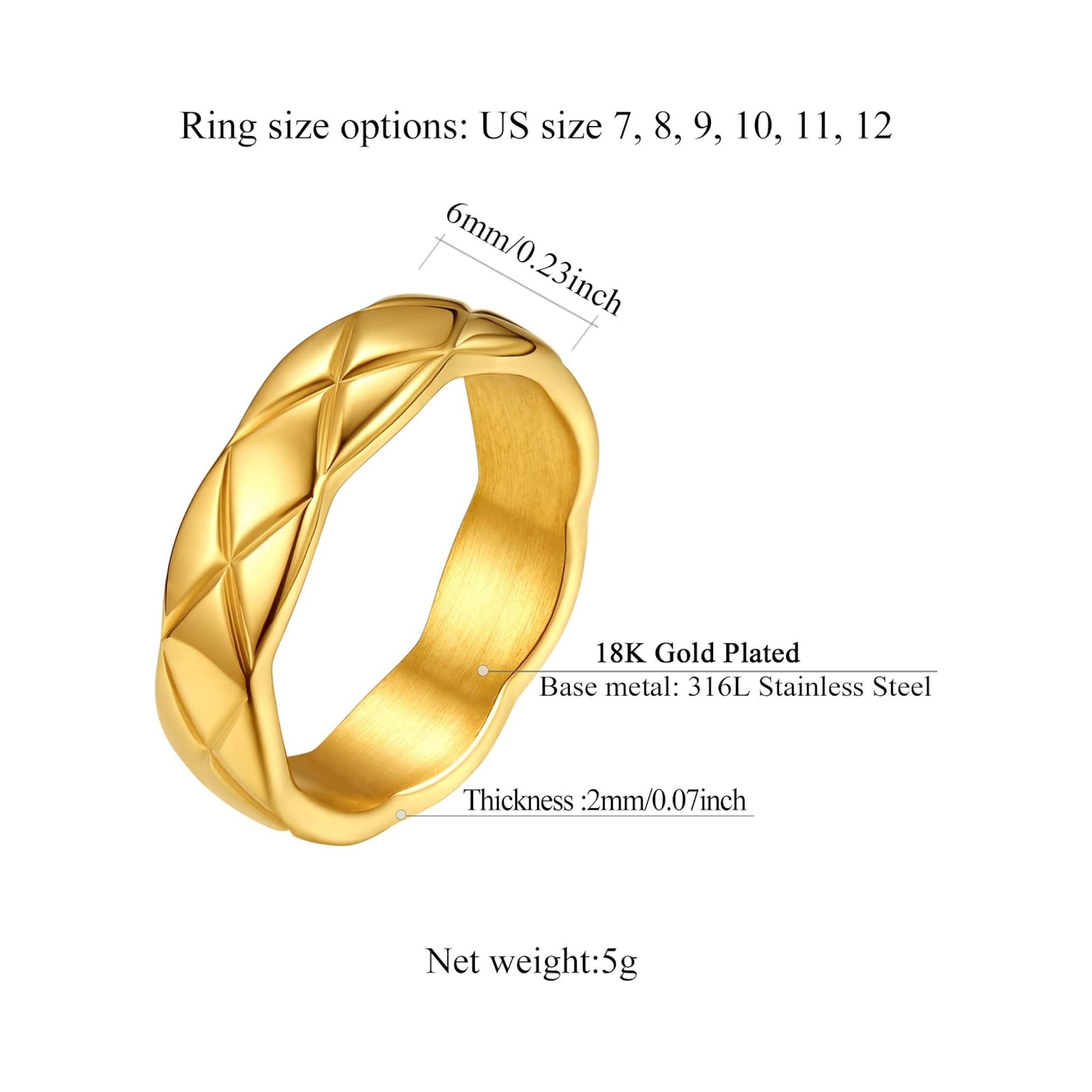 Width 6mm Criss Crossover Patterned Knuckle Band Rings