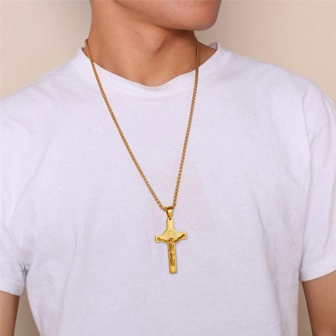 Cross Crucifix Jesus Lord's Prayer Pendant Necklace