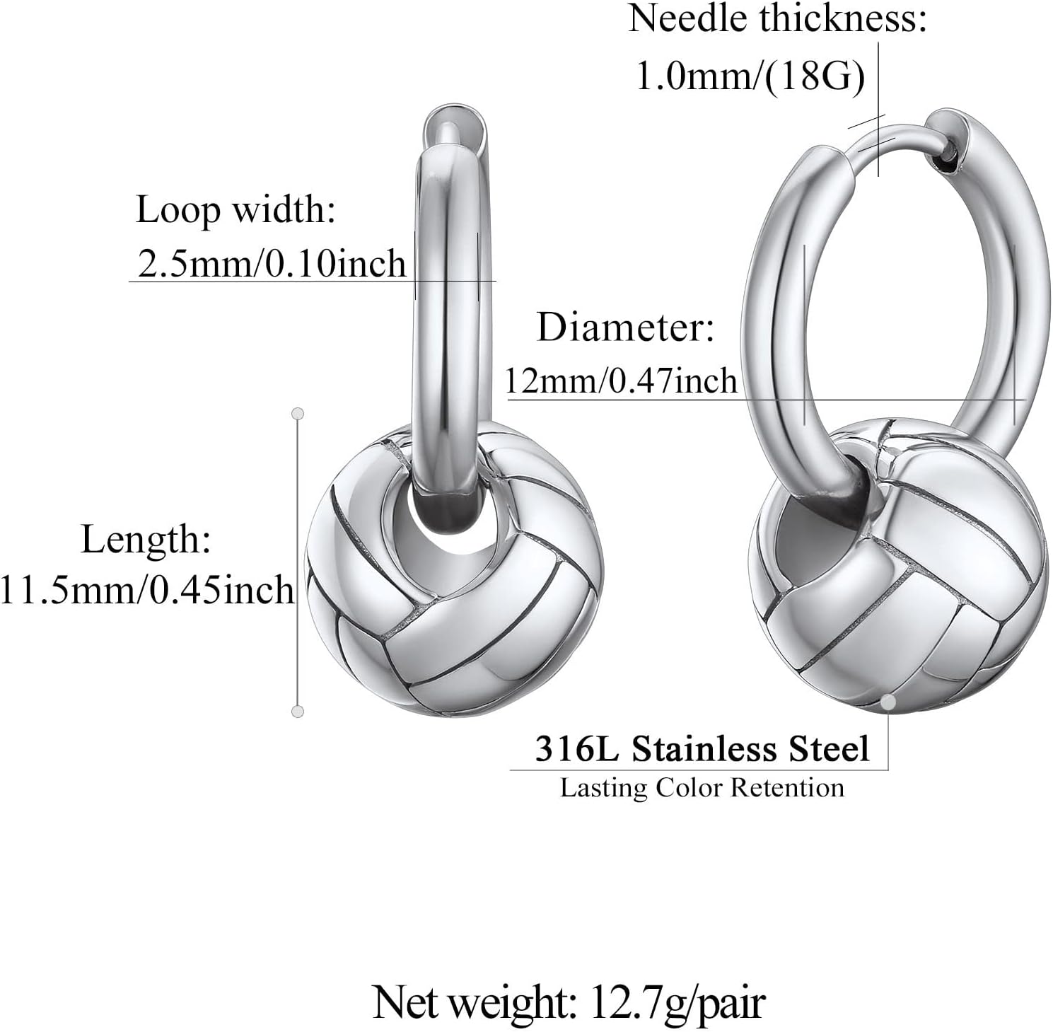 Volleyball Huggie Hoop Earrings
