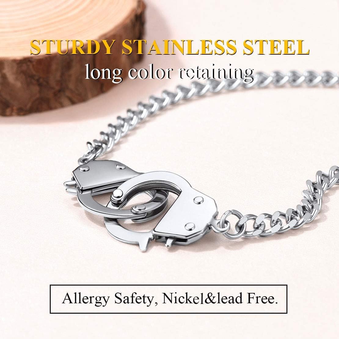 316L Stainless Steel Punk Statement Handcuff Chain Necklace