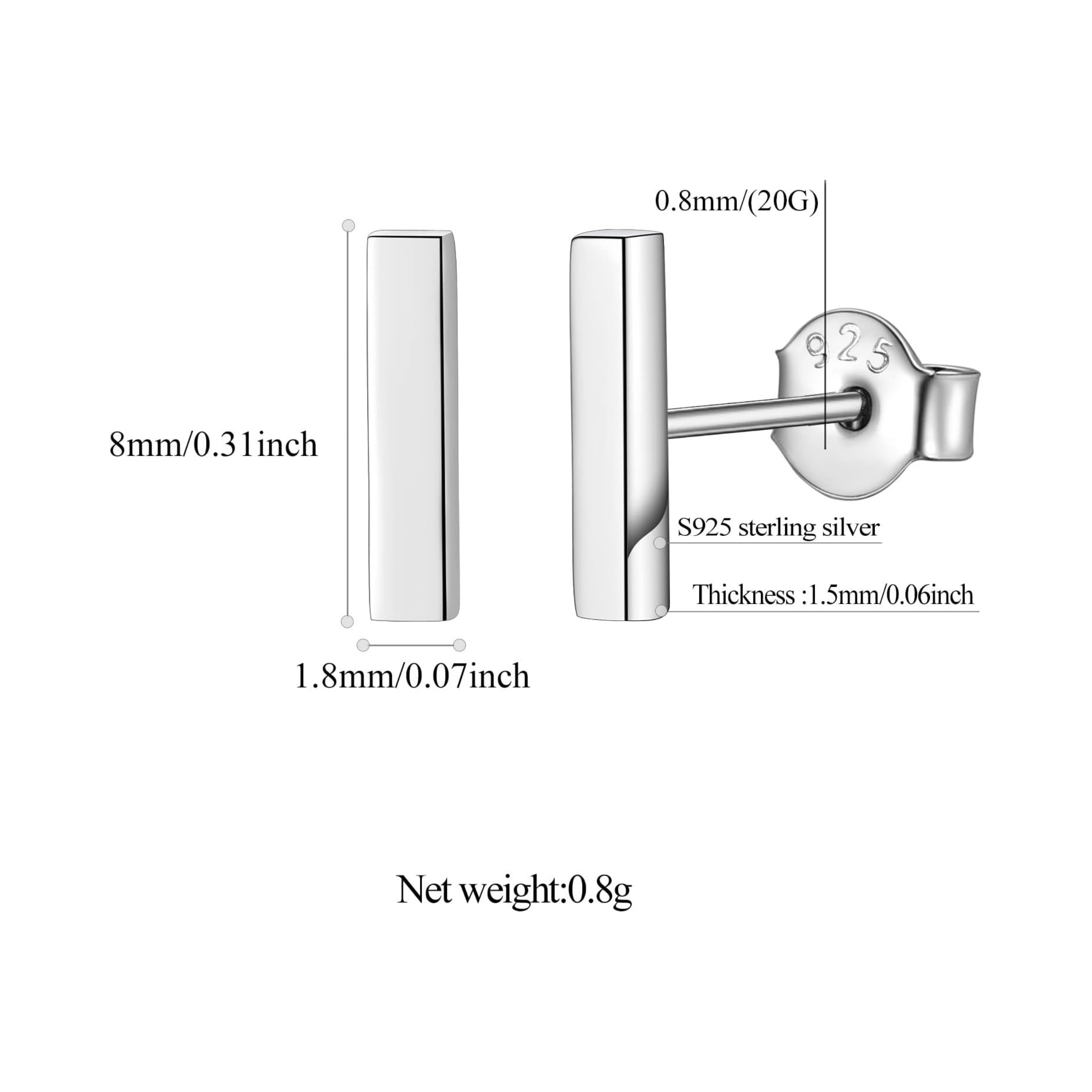 Small Stic Bar Stud Earrings