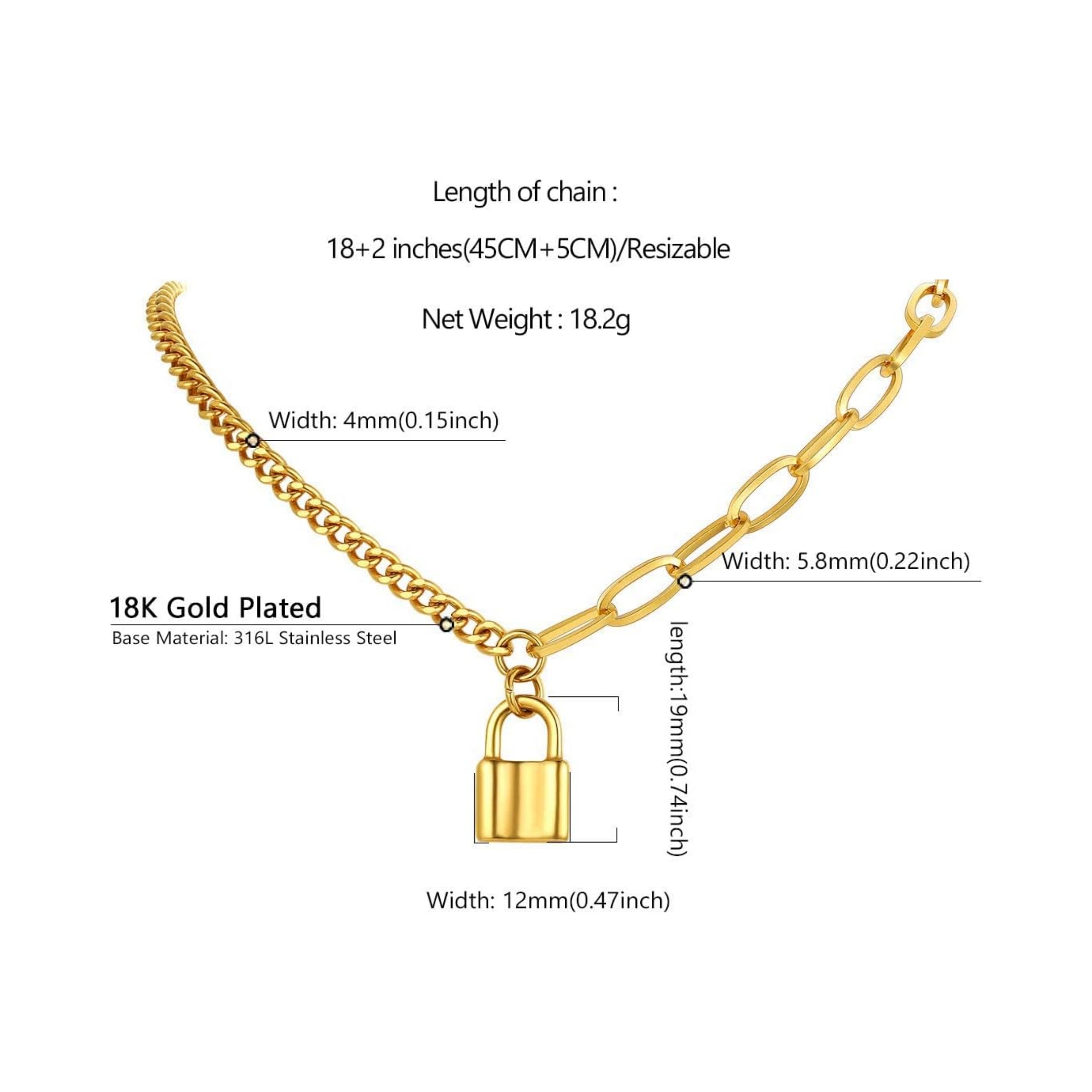 Padlock Pendant Friendship Statement Necklace 