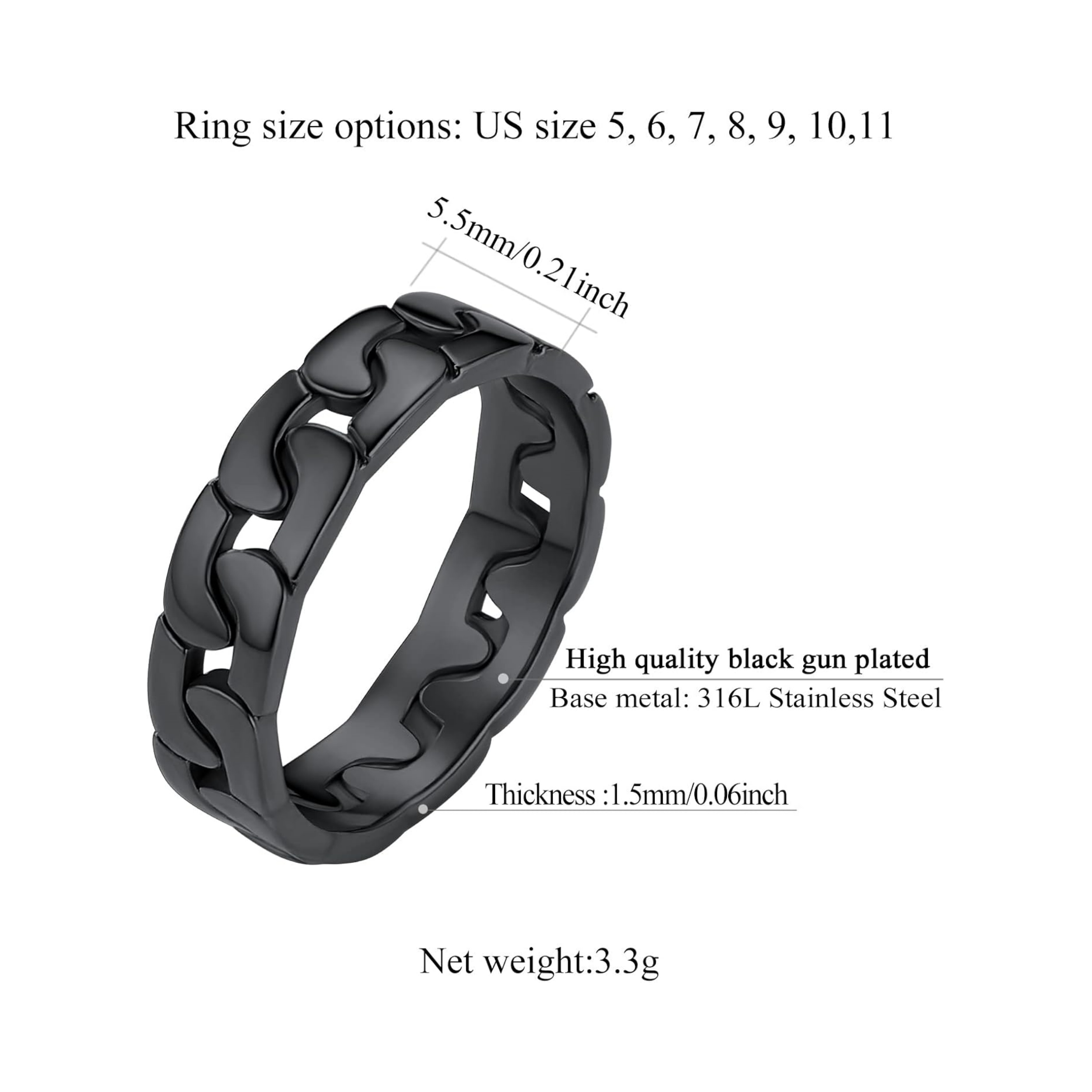 Cuban Thin Link Style Promise Rings