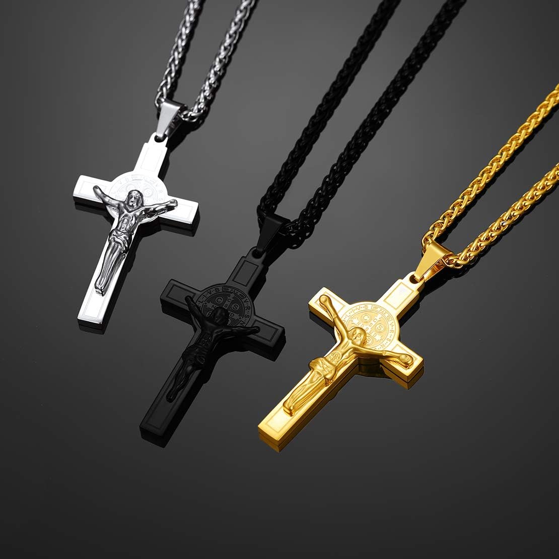 Cross Crucifix Jesus Lord's Prayer Pendant Necklace