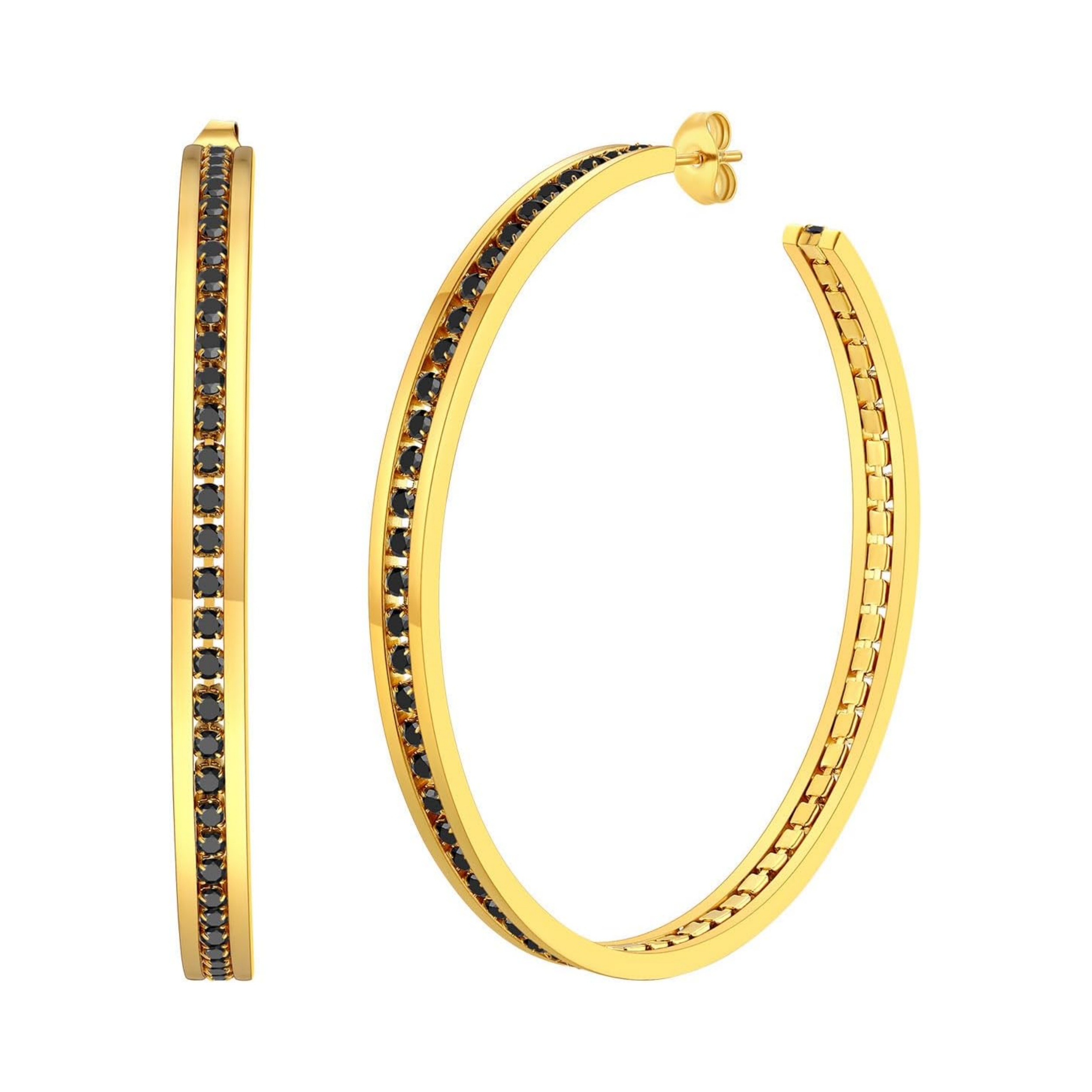 Sparkly Hoop Earrings with Cubic Zirconia Inlaid 
