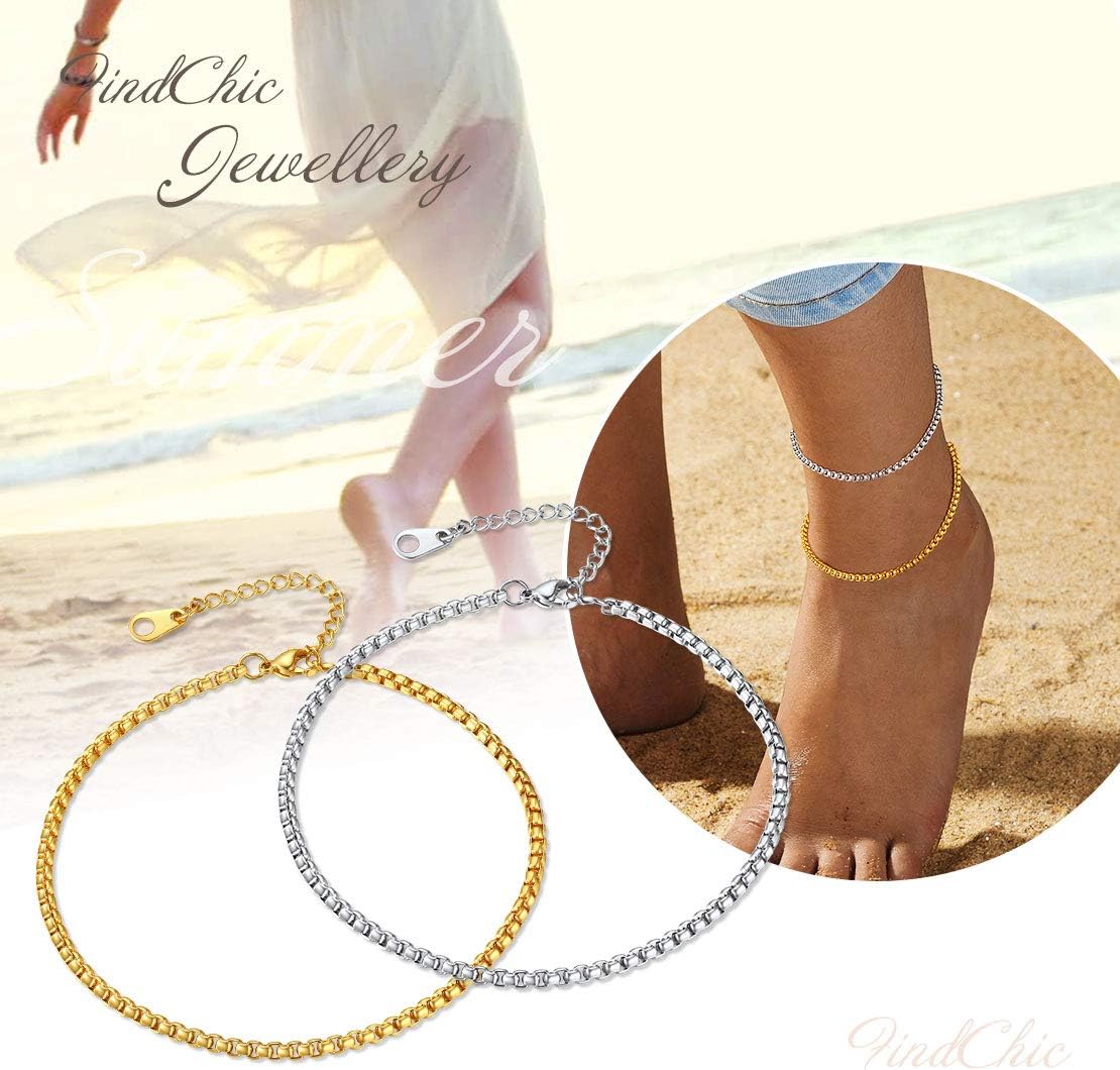 Stainless Steel Adjustable Box Link Chains Ankle