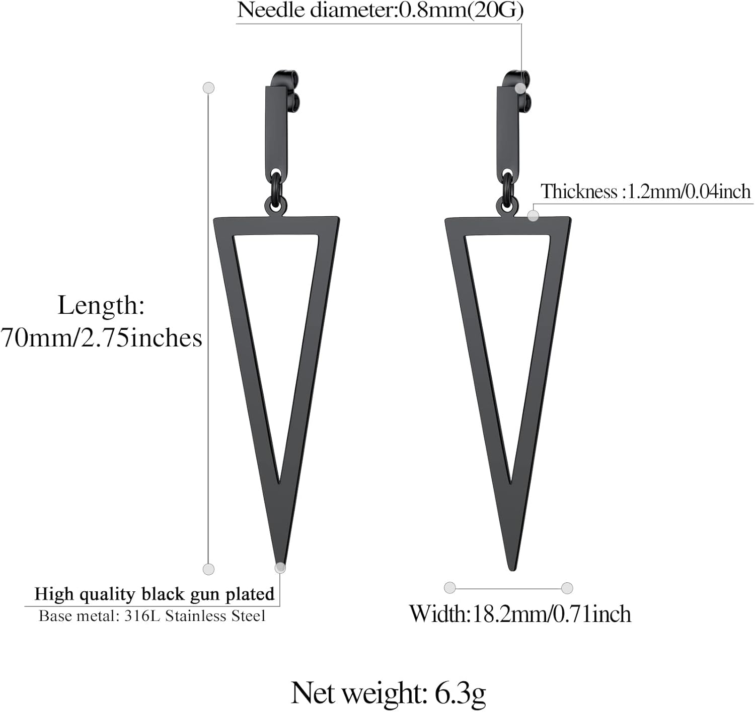 Triangle Pierced Drop & Dangle Earrings