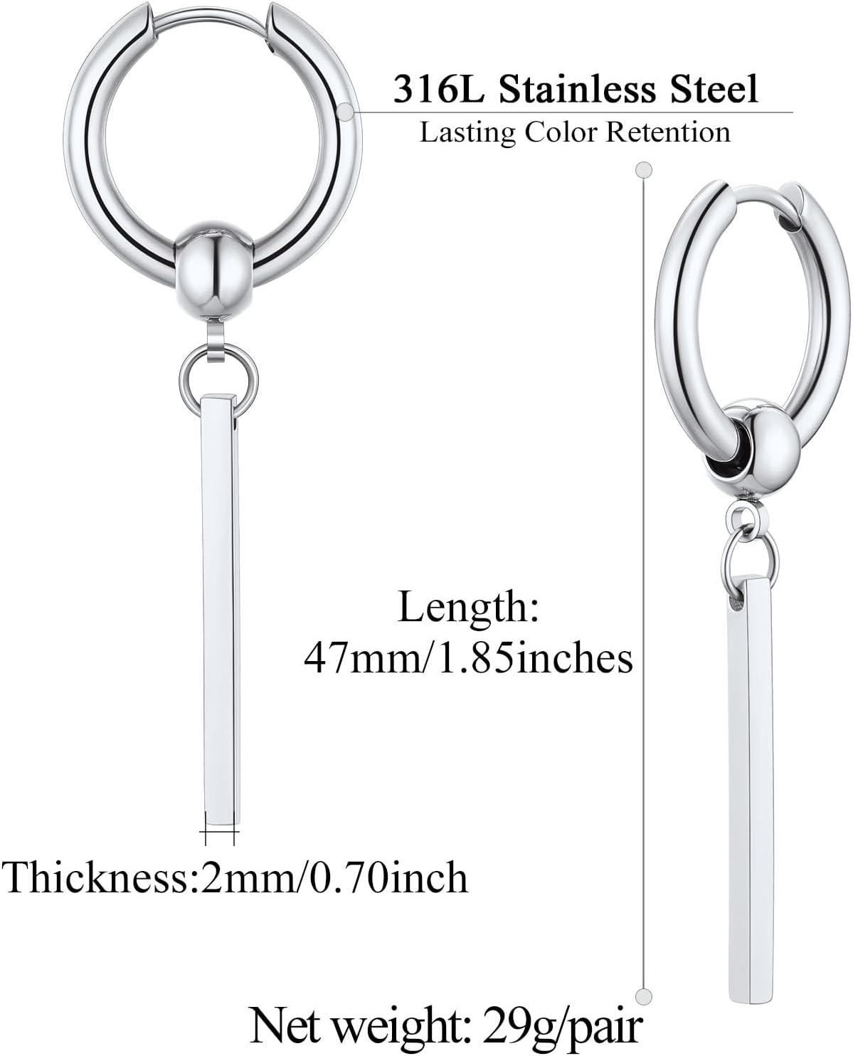 Stick with Hoop Bar Drop Earrings