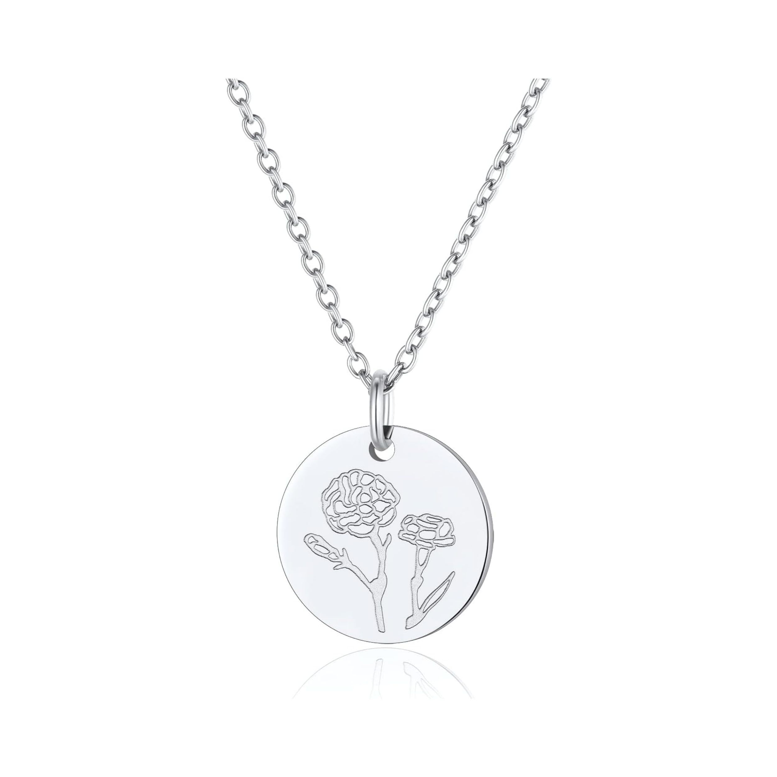 Jan. to Dec. Guardian Month Floral Birth Flower Disc Necklaces