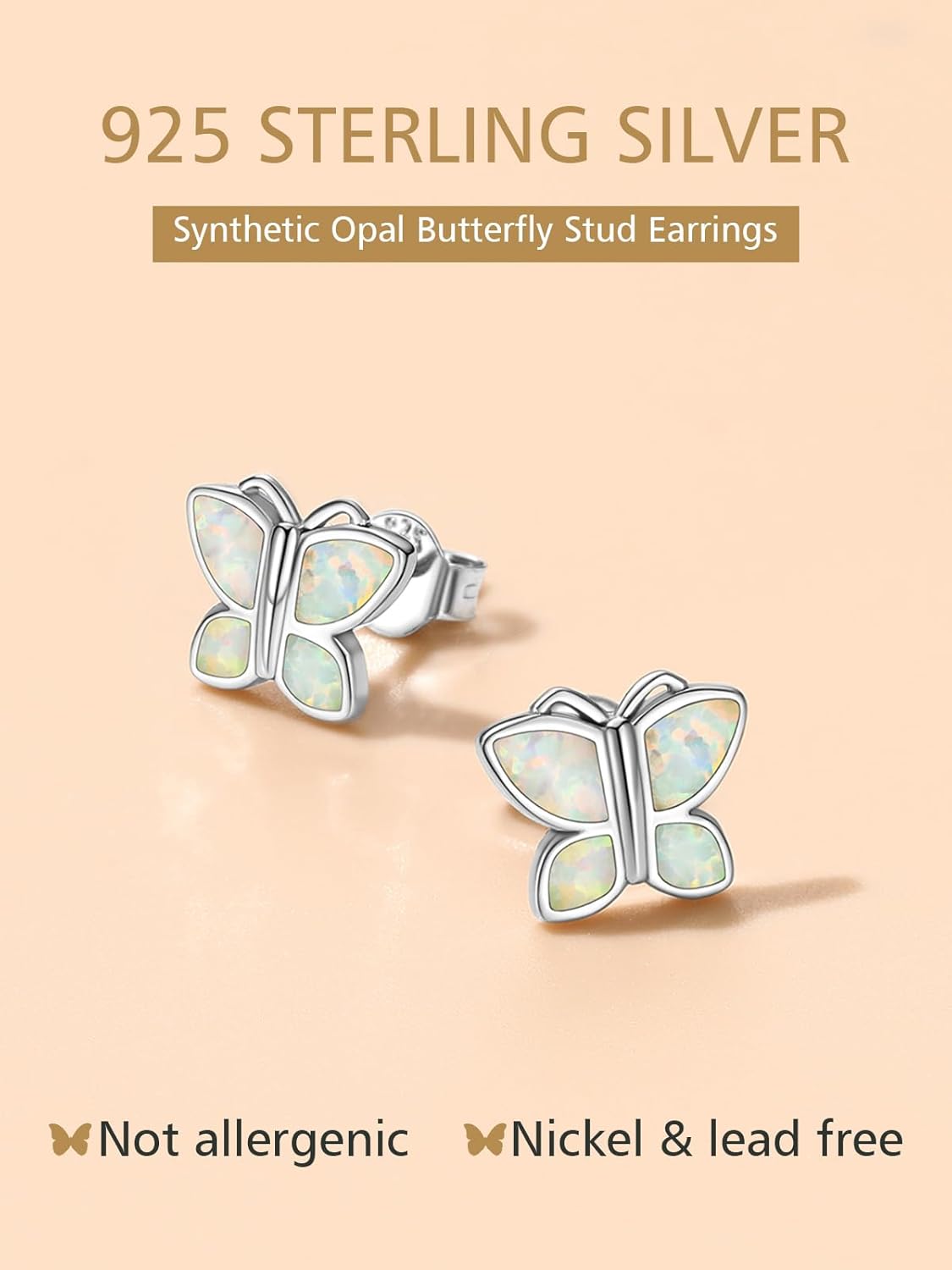 Opal Butterfly Earrings Studs