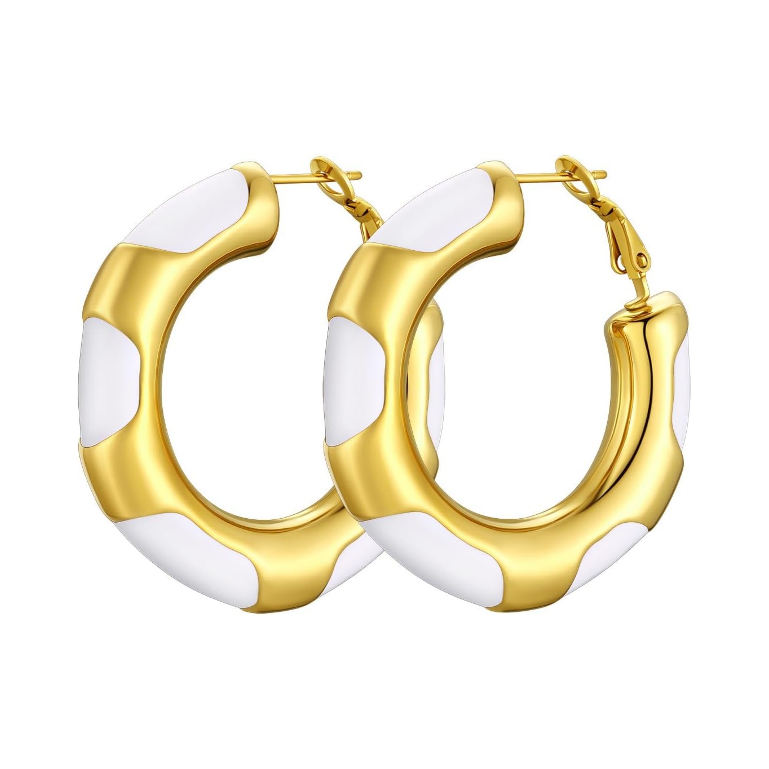 Stainless Steel Mix Color Bamboo Trendy Hoop Earrings 