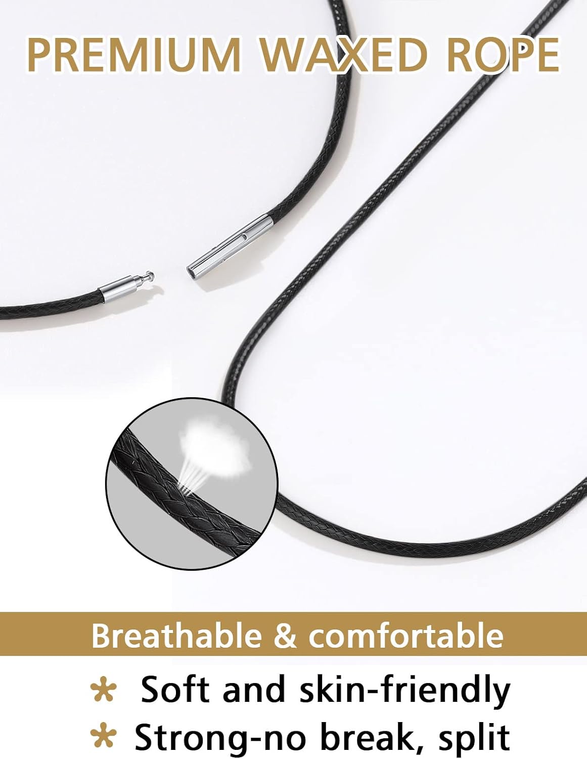 2mm Width Braided Leather Necklace Cord with Stainless Steel Clasp