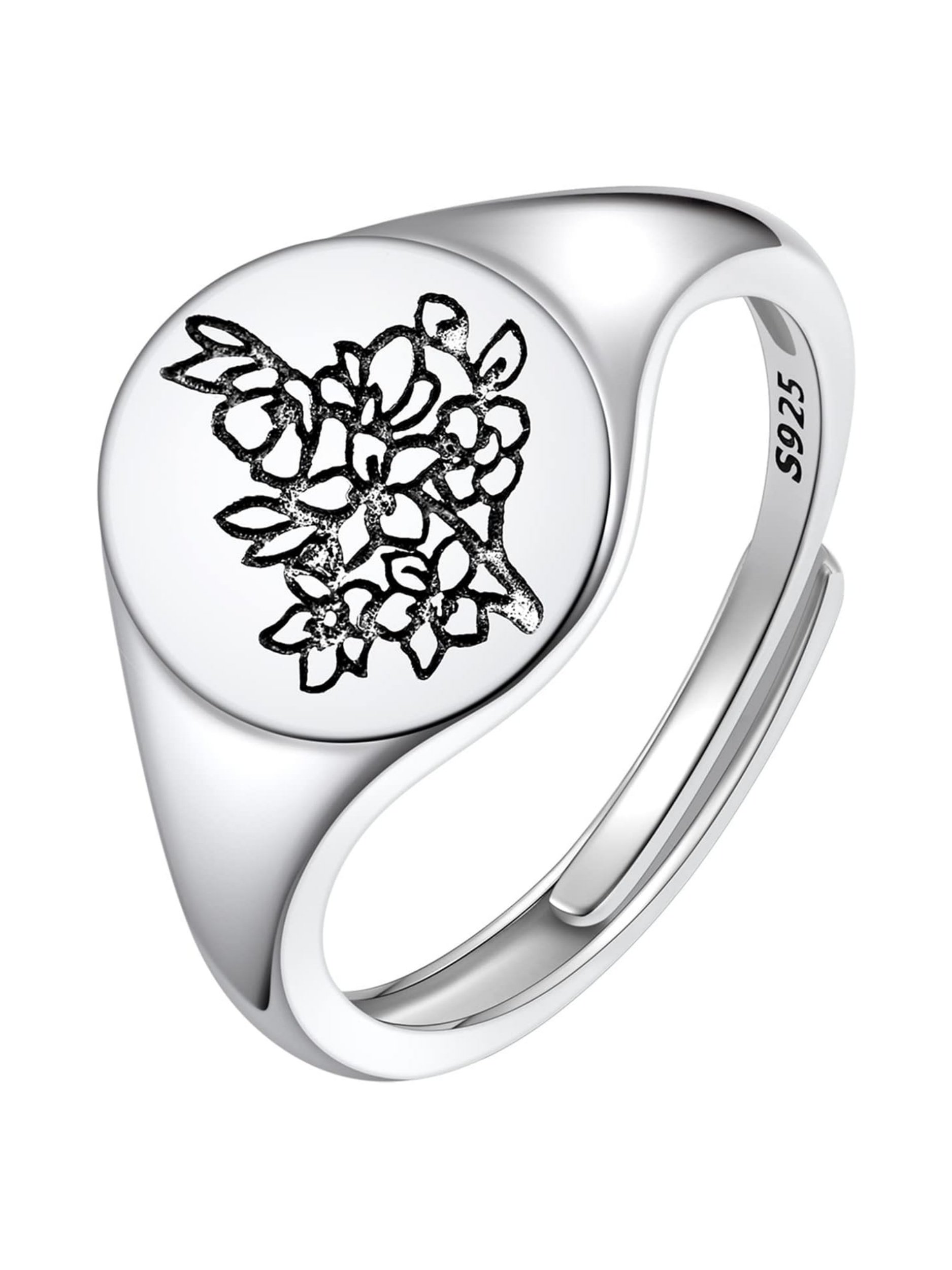 Birth Month Flower Signet Ring
