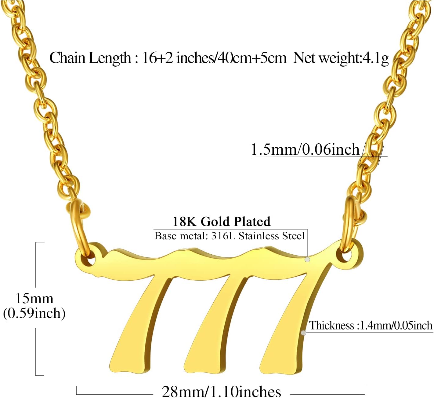 Dainty Angel Number 777 Necklace