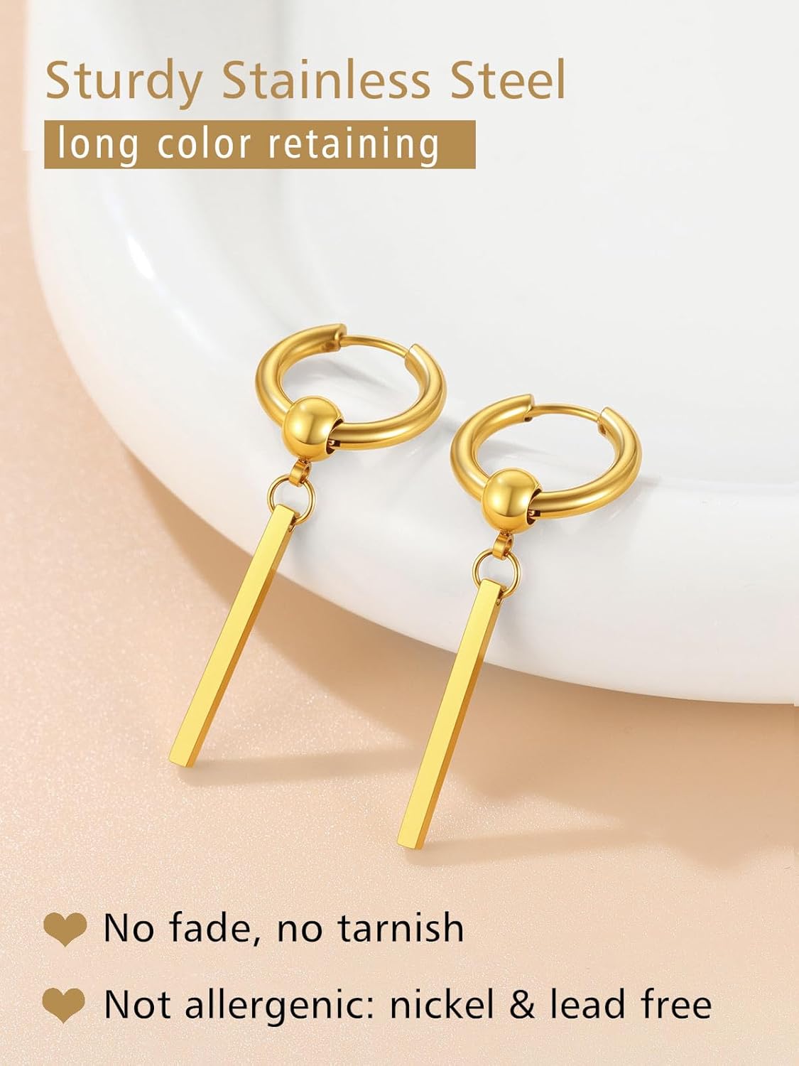 Stick with Hoop Bar Drop Earrings