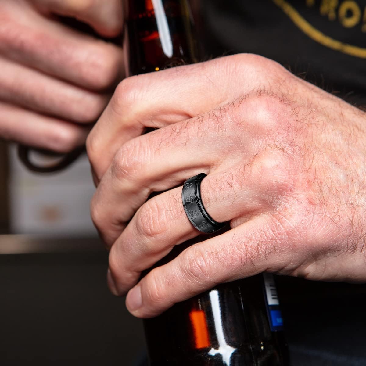 Trinity Celtic Knot Mixed Color Rotatable Anxiety Ring