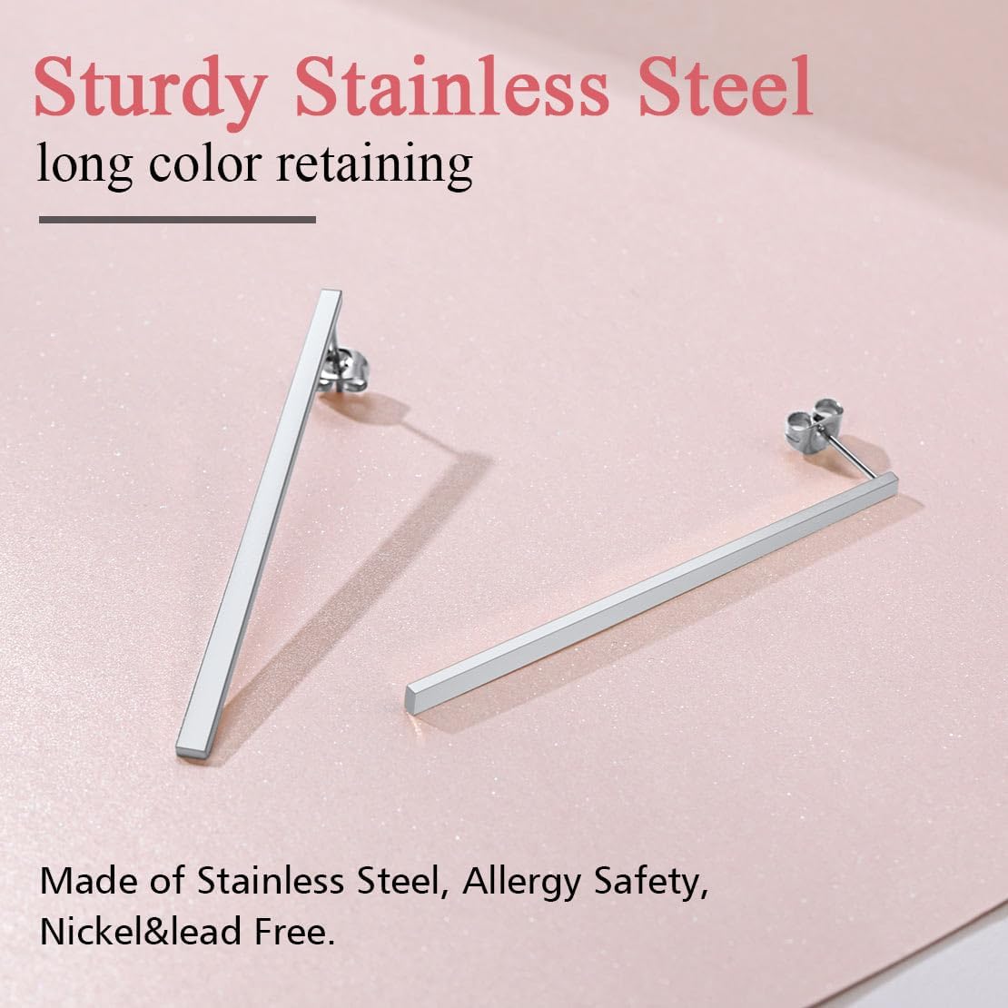 Thin Bar Flat Rectangle Long Chain Drop & Dangle Earring