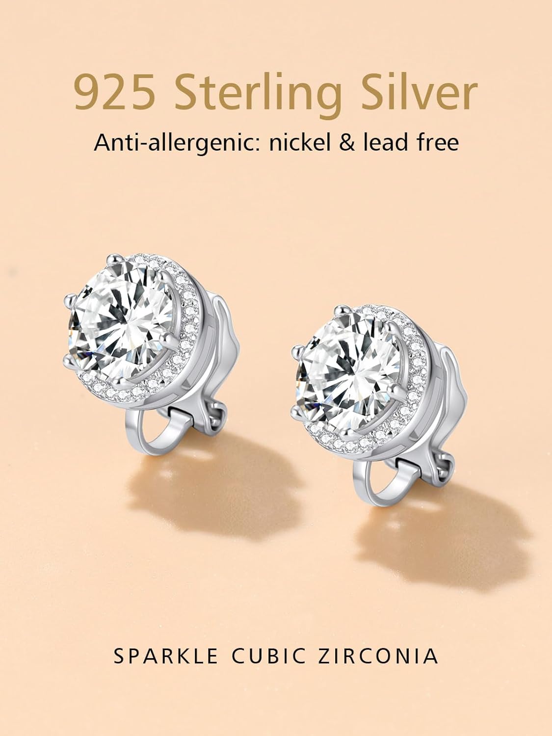 Clip on Round Birthstone Stud Earrings