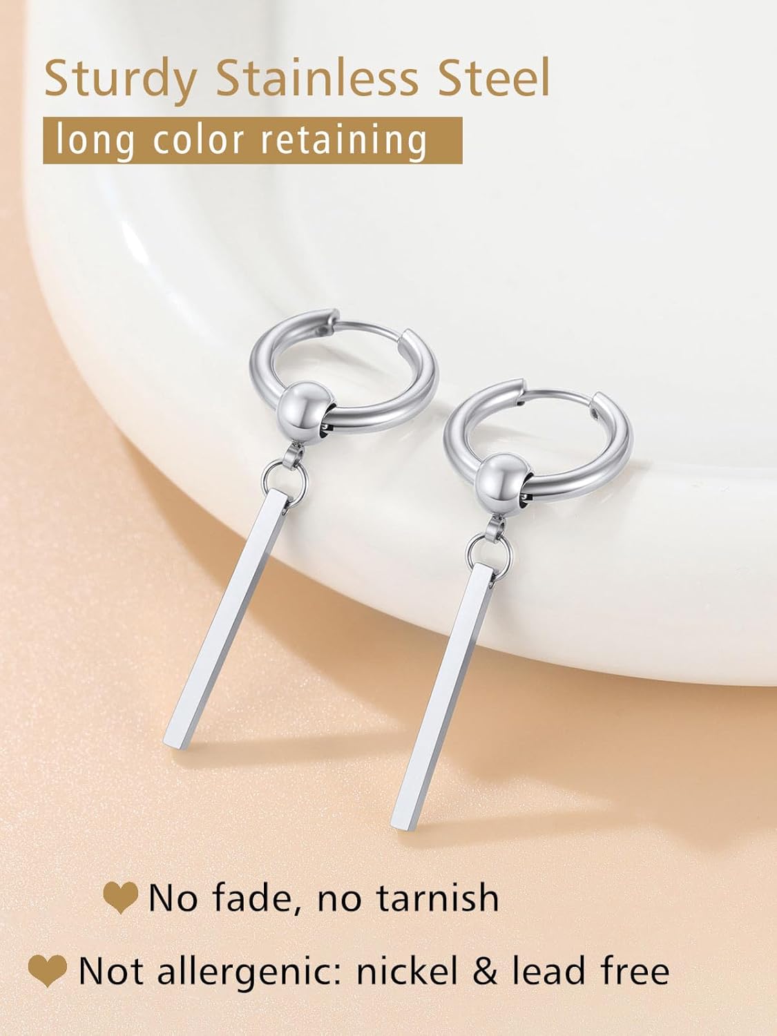 Stick with Hoop Bar Drop Earrings