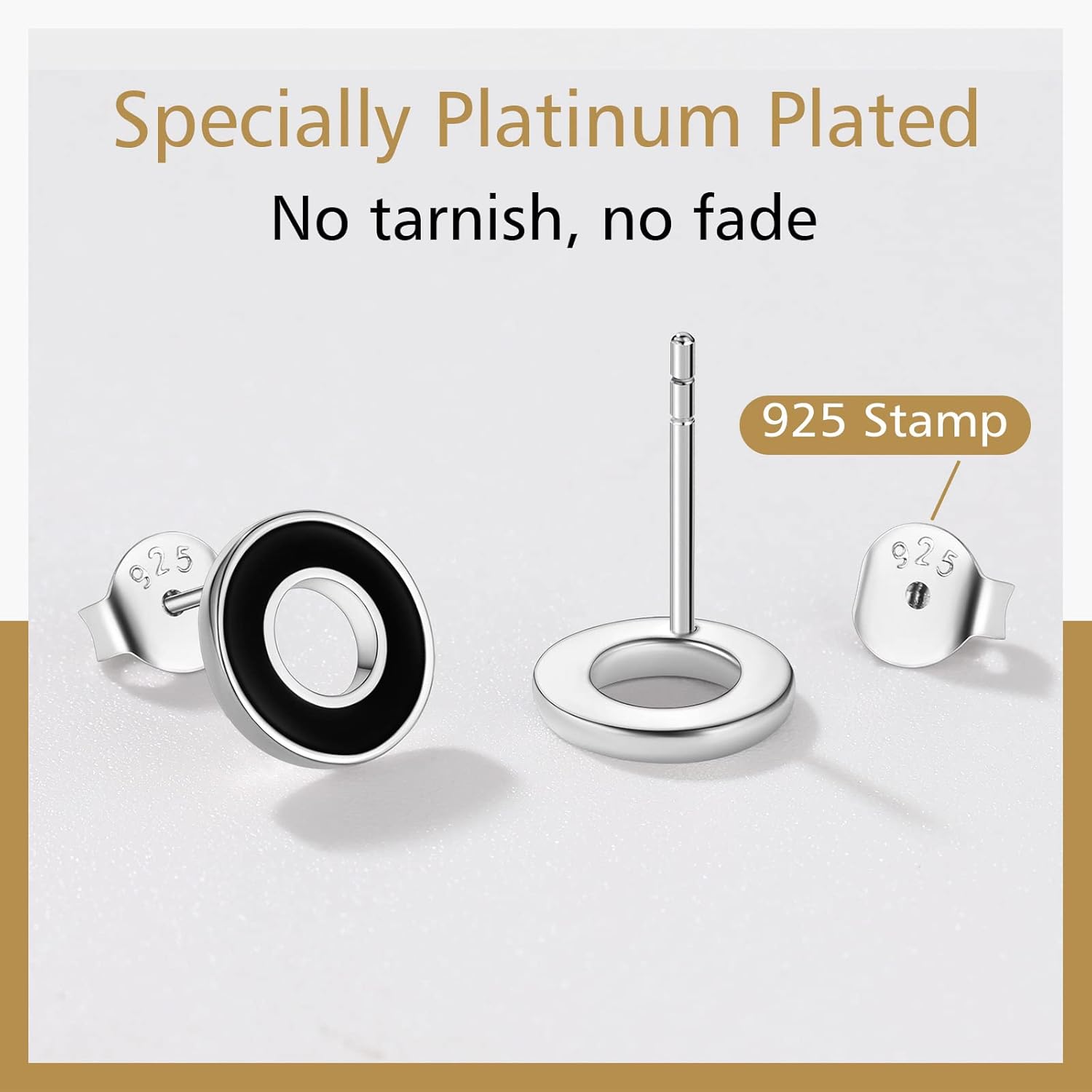 Black Cool Hollow Circle Round Stud Earrings 